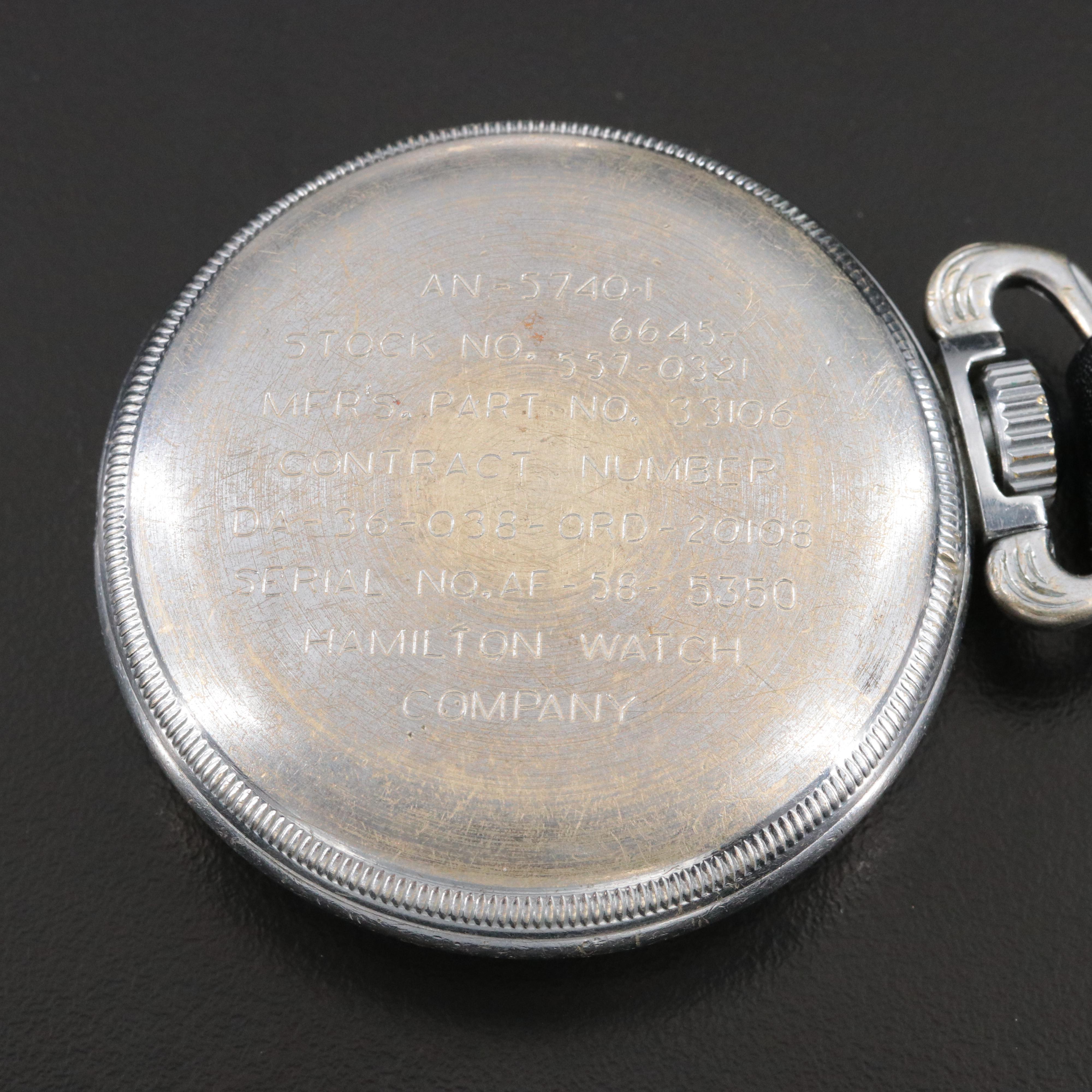 1950 Hamilton GCT 4992B AN57401 Military 24 Hour Pocket Watch