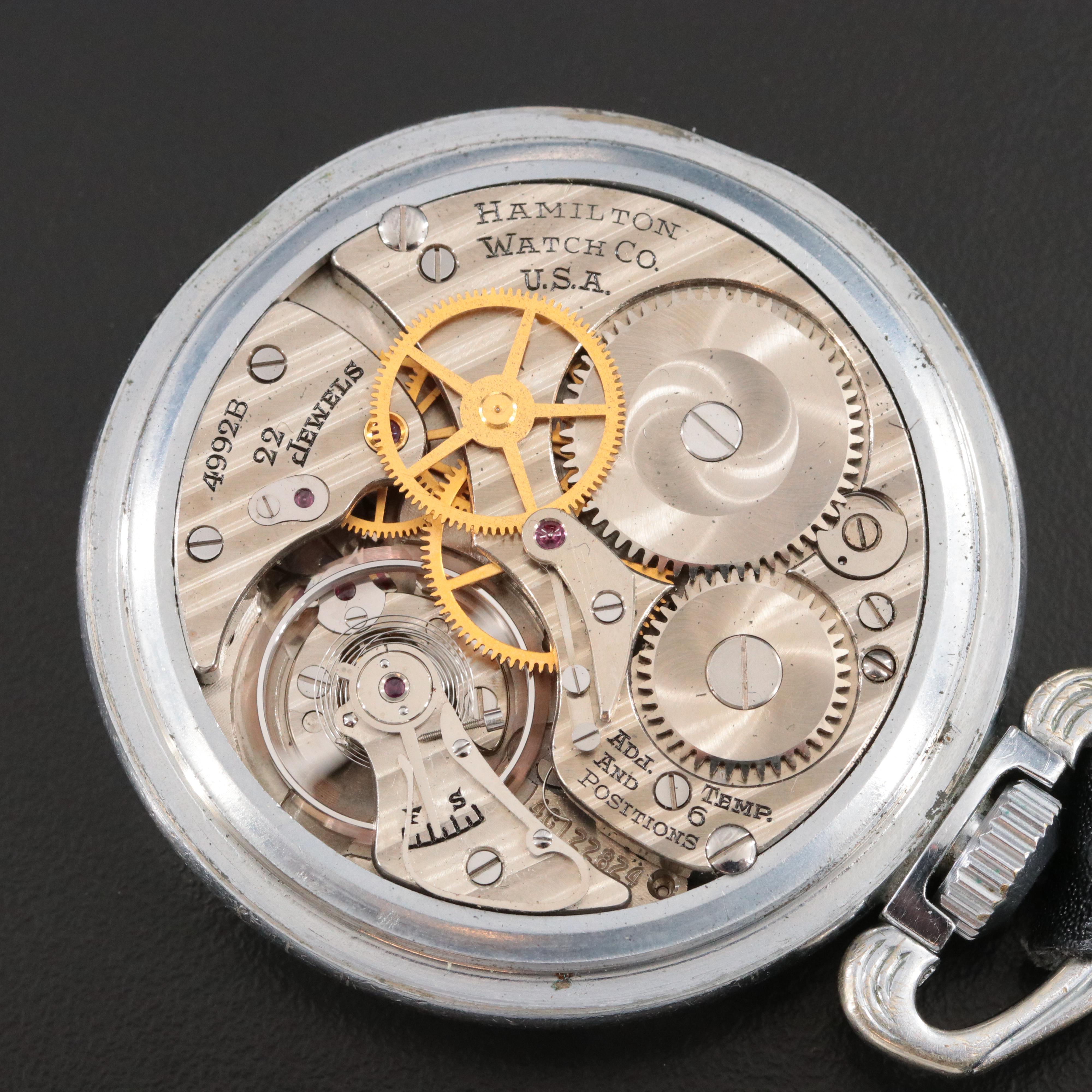 1950 Hamilton GCT 4992B AN57401 Military 24 Hour Pocket Watch