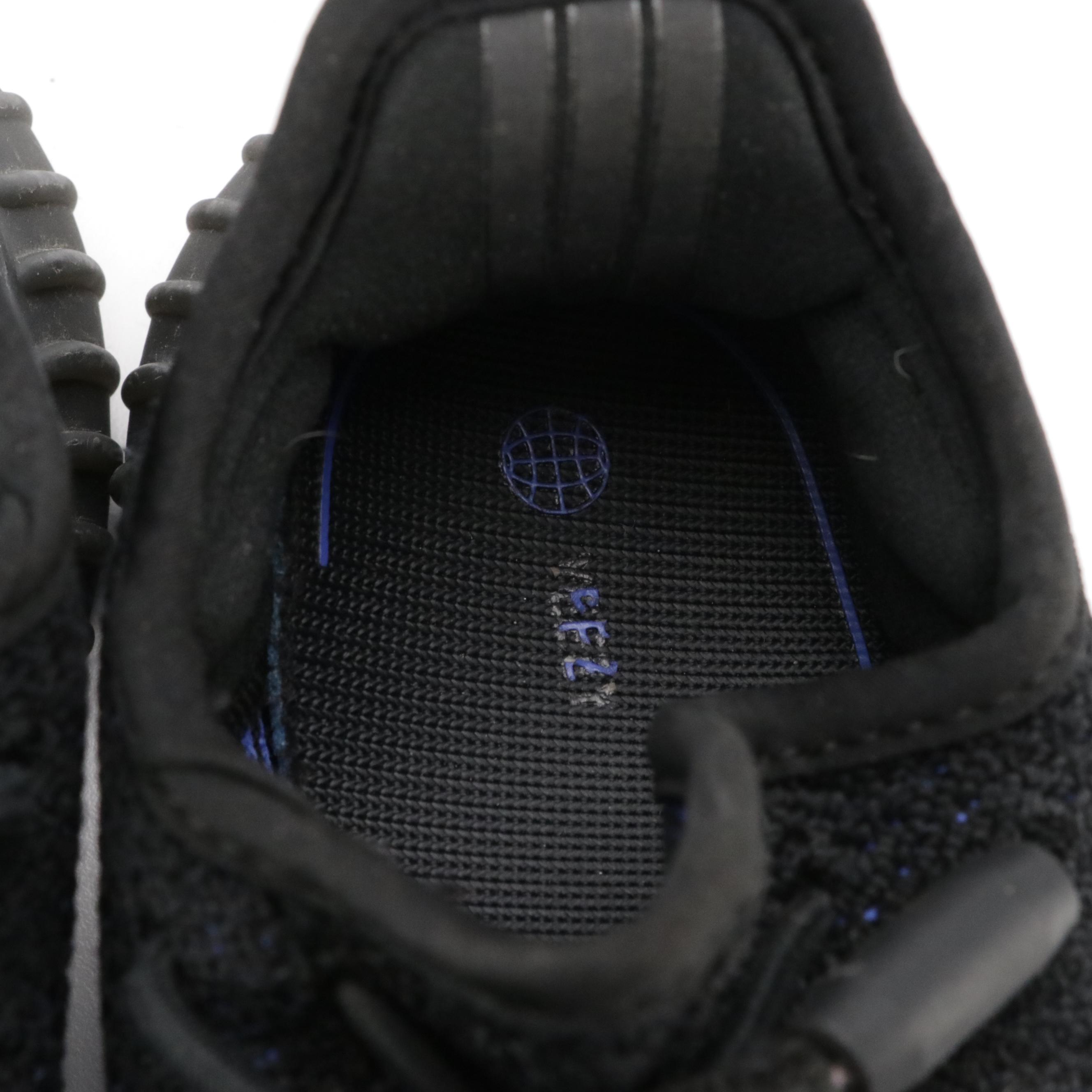 Kids Adidas Yeezy Boost 350 V2 Lace Up Sneakers in Black and Blue with Box