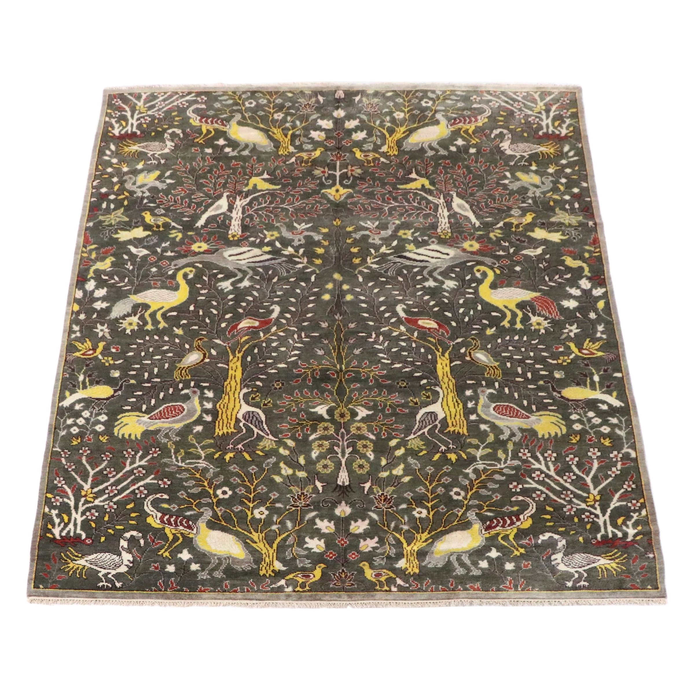 9'10 x 13'10 Hand-Knotted Indian Pictorial Room-Sized Rug