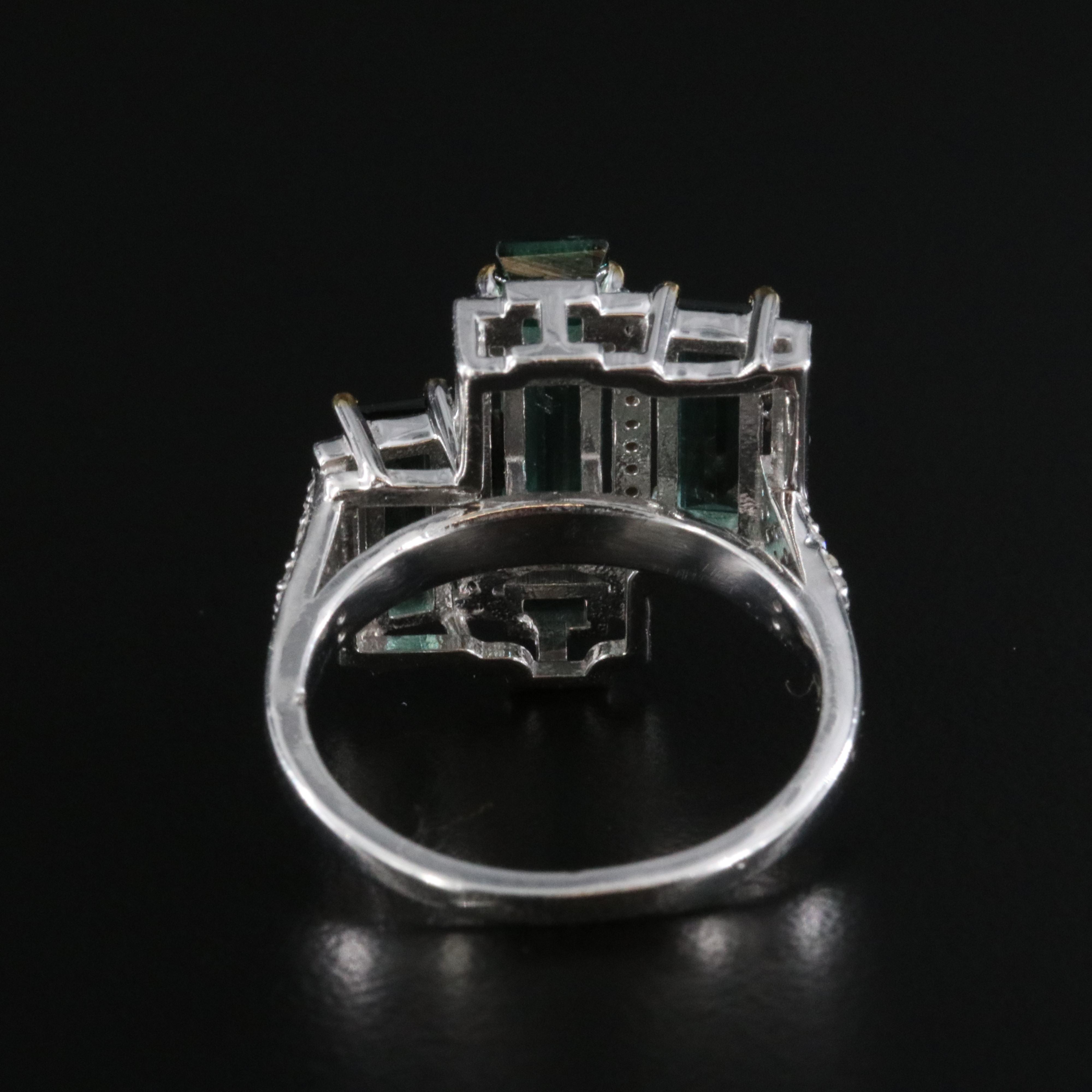Sterling Tourmaline and Diamond Ring
