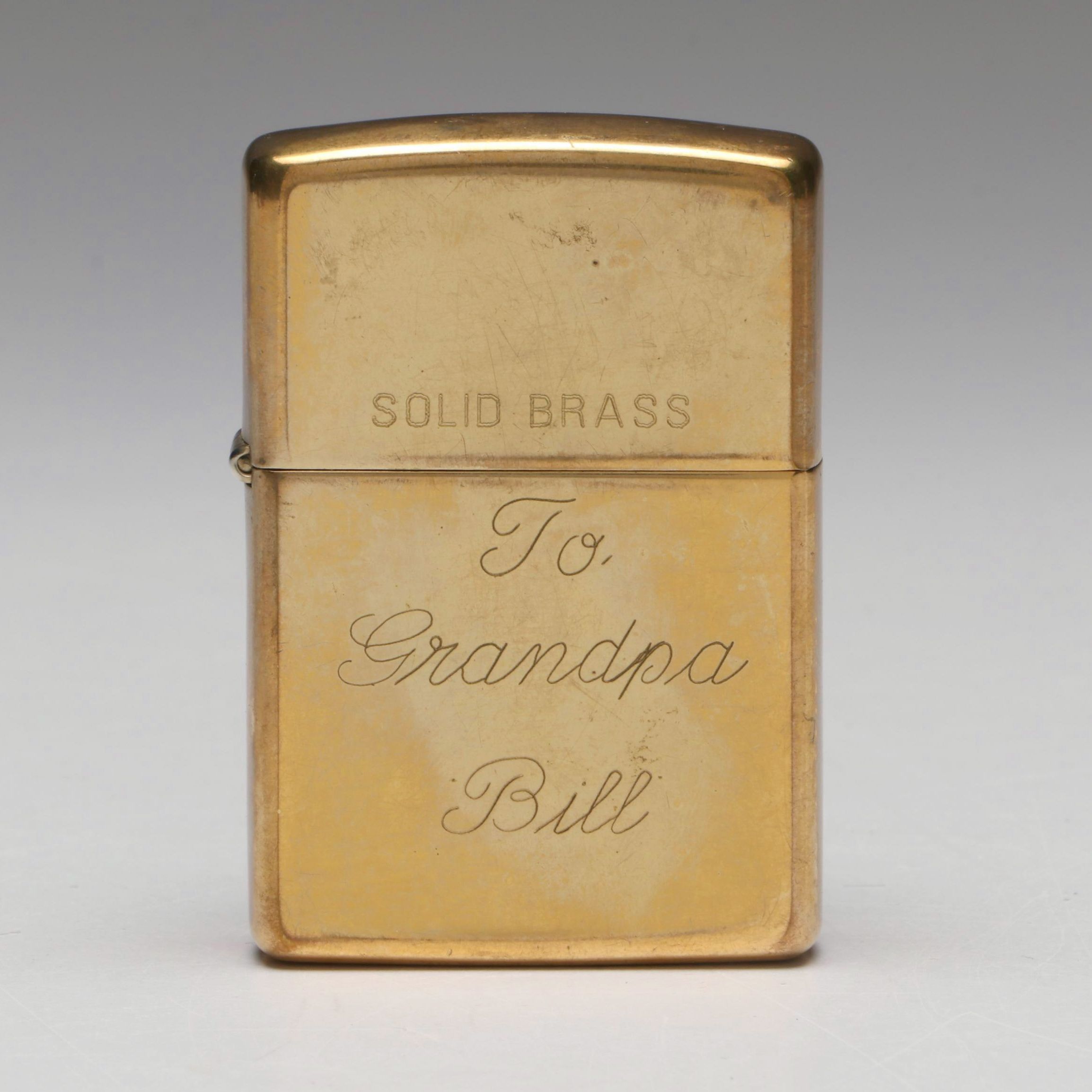 Zippo Solid Brass Lighter, Late 20th Century