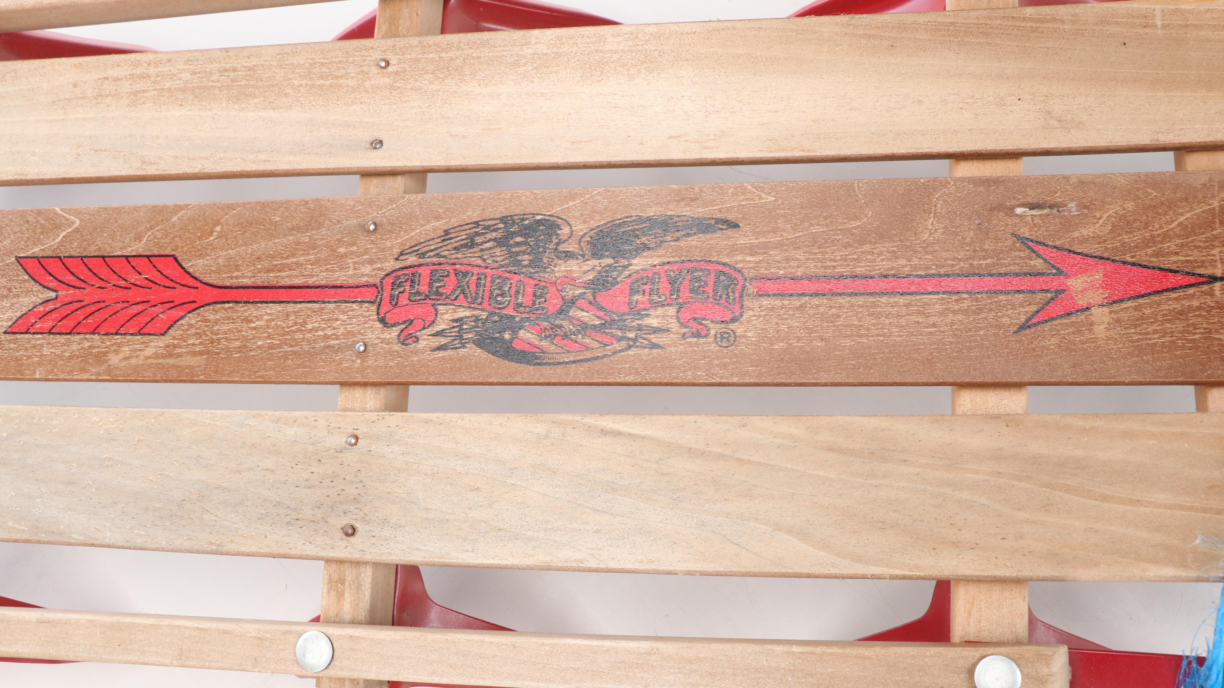 Two Flexible Flyer III Wood and Metal Sleds