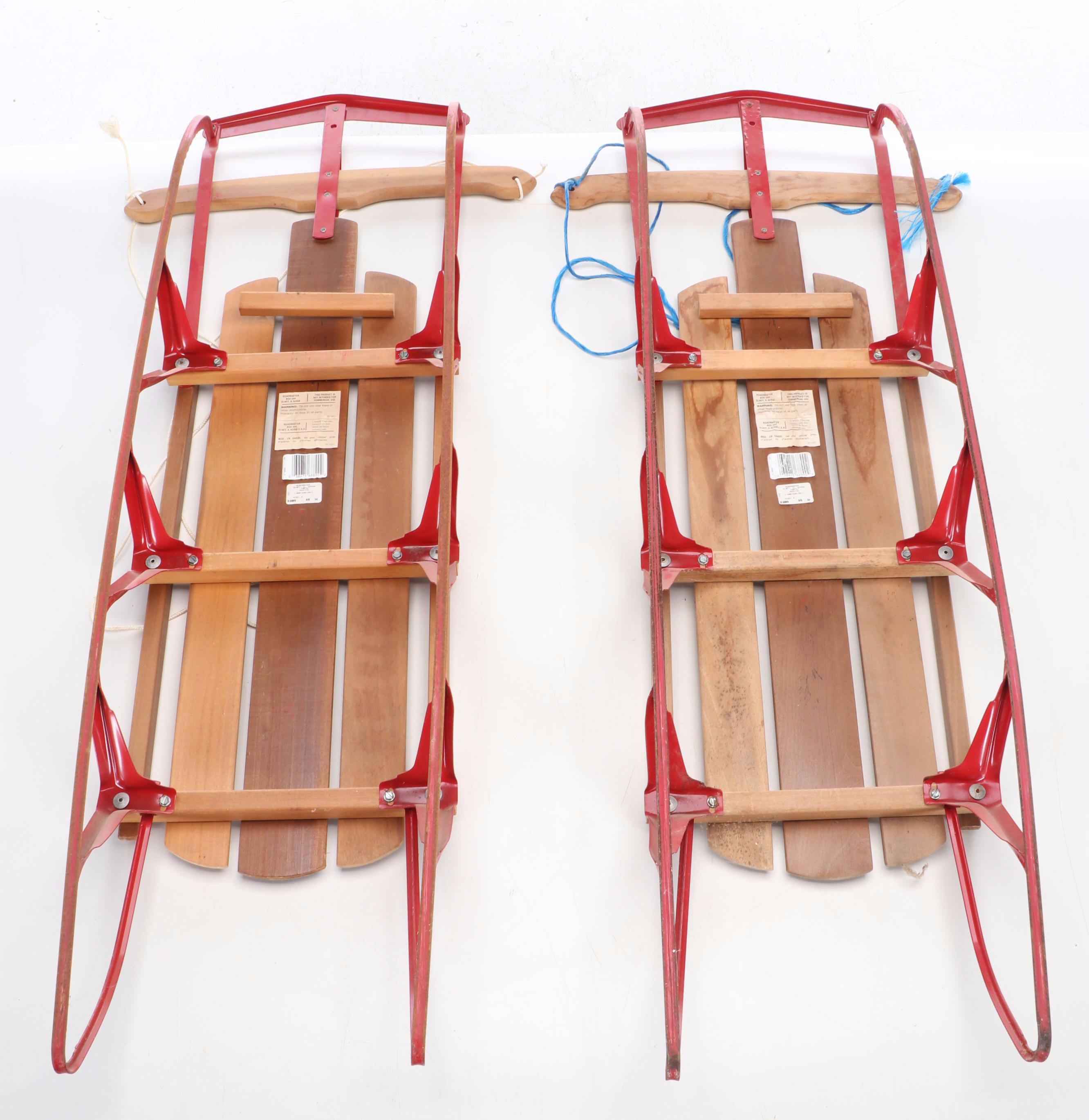 Two Flexible Flyer III Wood and Metal Sleds