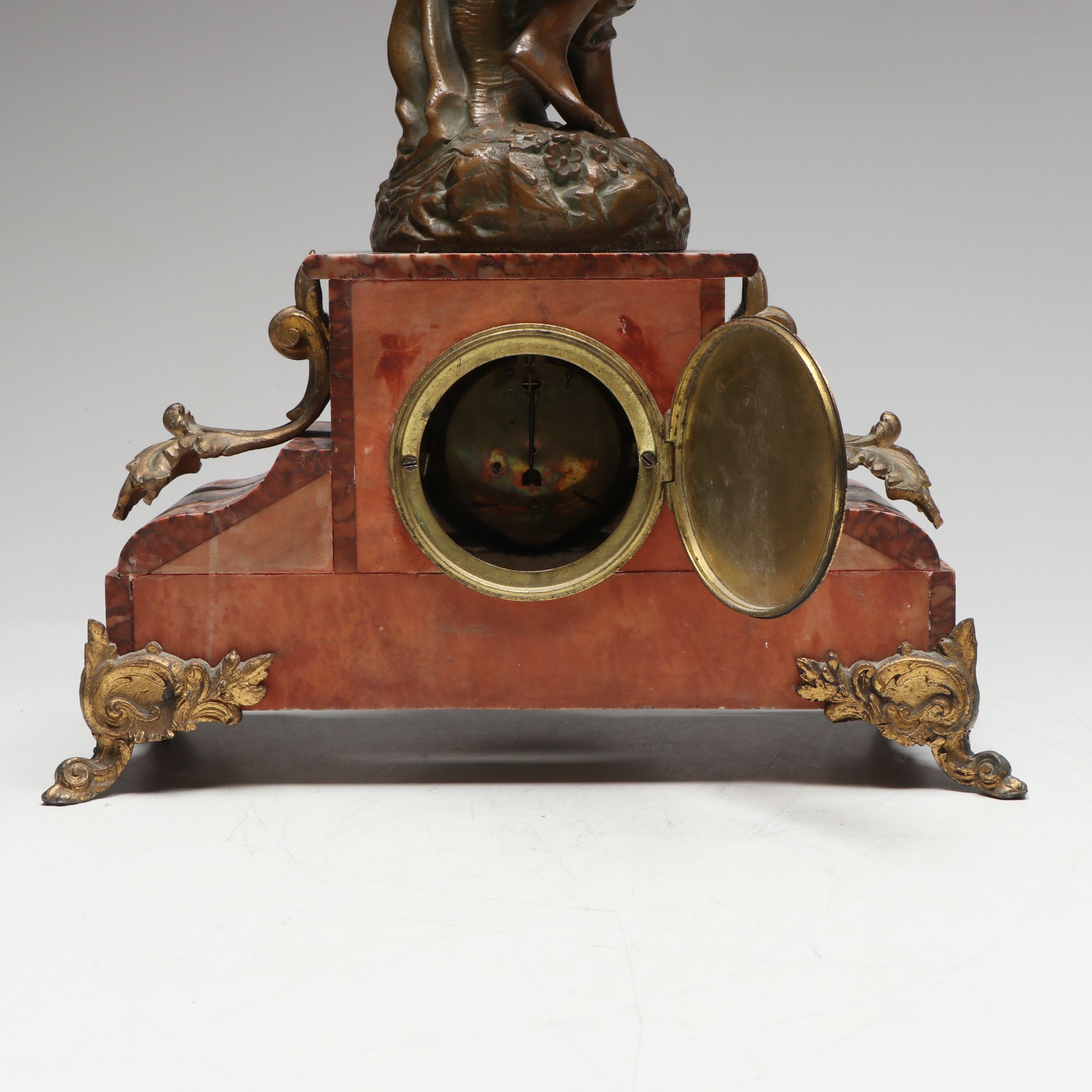 French Onyx and Bronzed Metal "Le Reveil Des Oiseaux" After Bruchon Clock