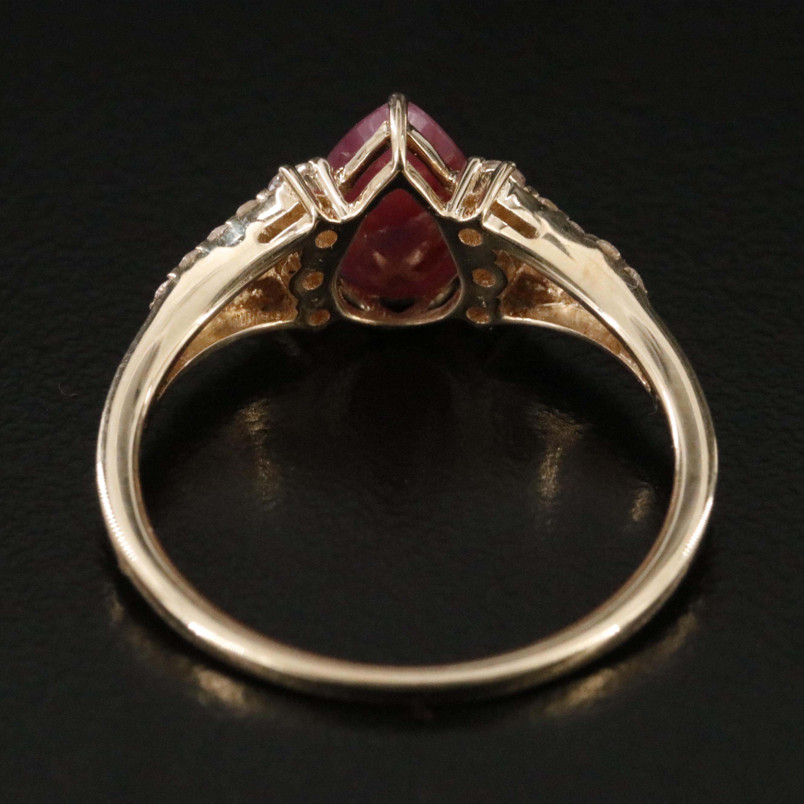 14K Filled Corundum and White Sapphire Ring