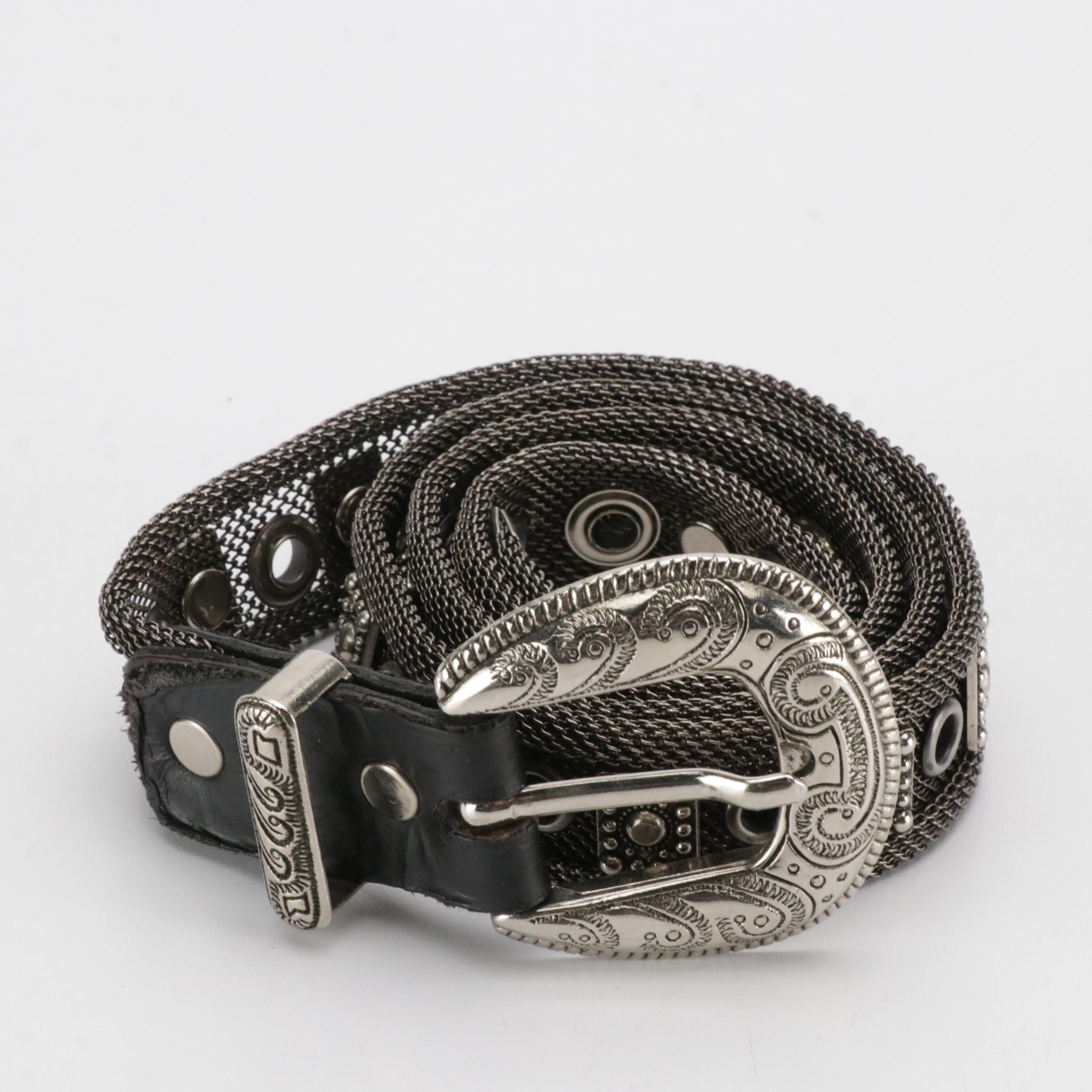 Sand Castle Metal Mesh Belt with Other Purple and Silver Toned Beaded Belt