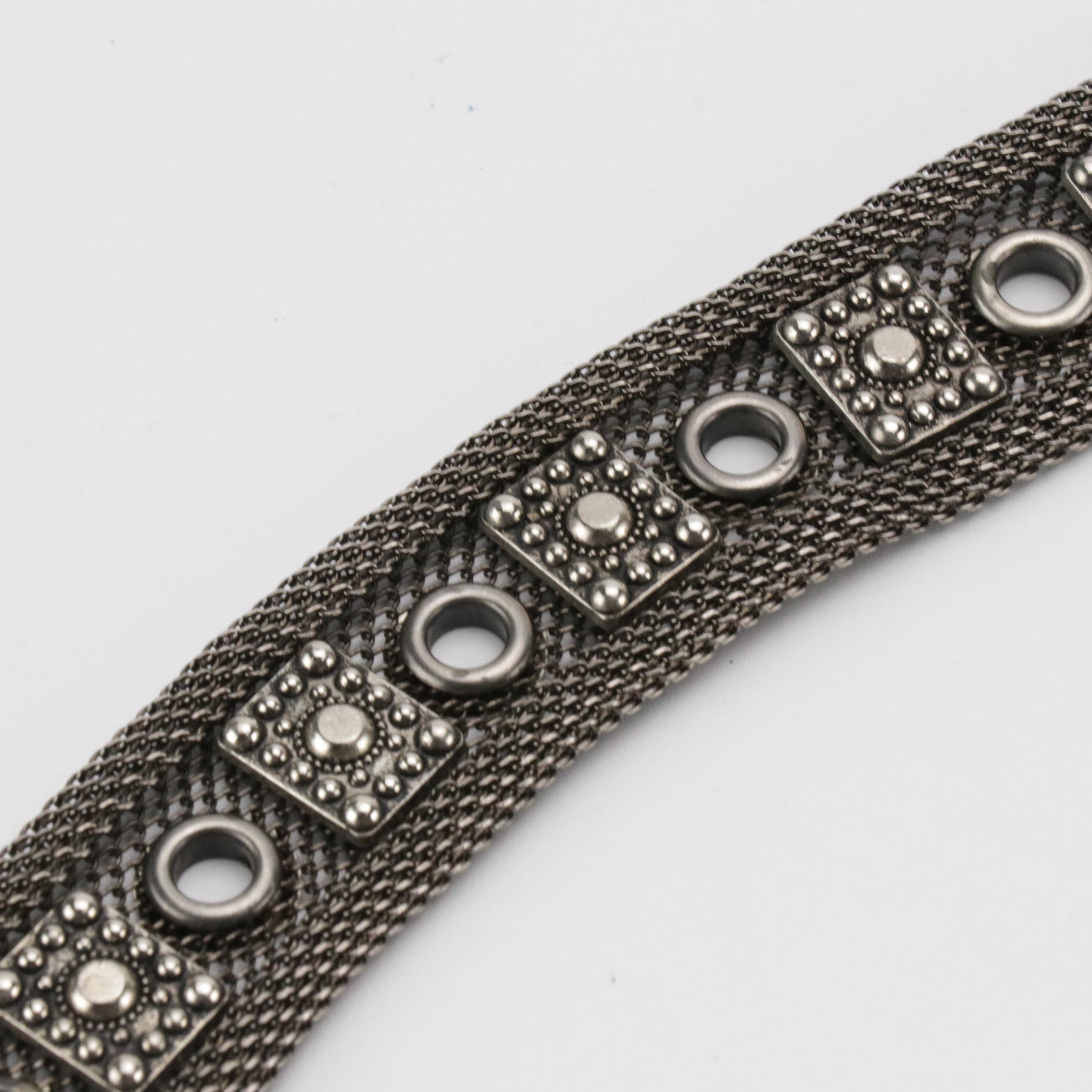 Sand Castle Metal Mesh Belt with Other Purple and Silver Toned Beaded Belt