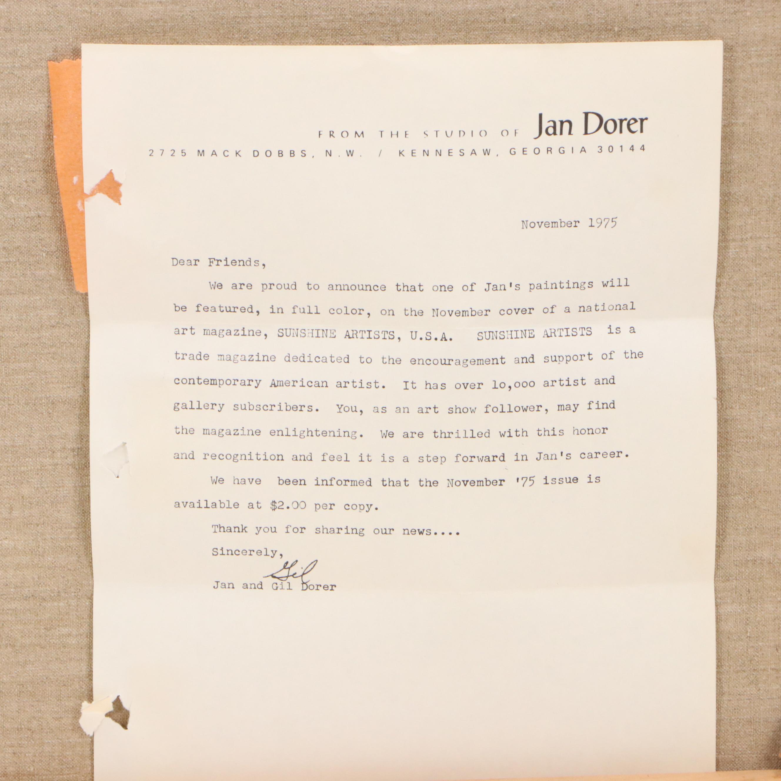 Jan Dorer Acrylic Painting Untitled Abstraction, Mid-20th Century