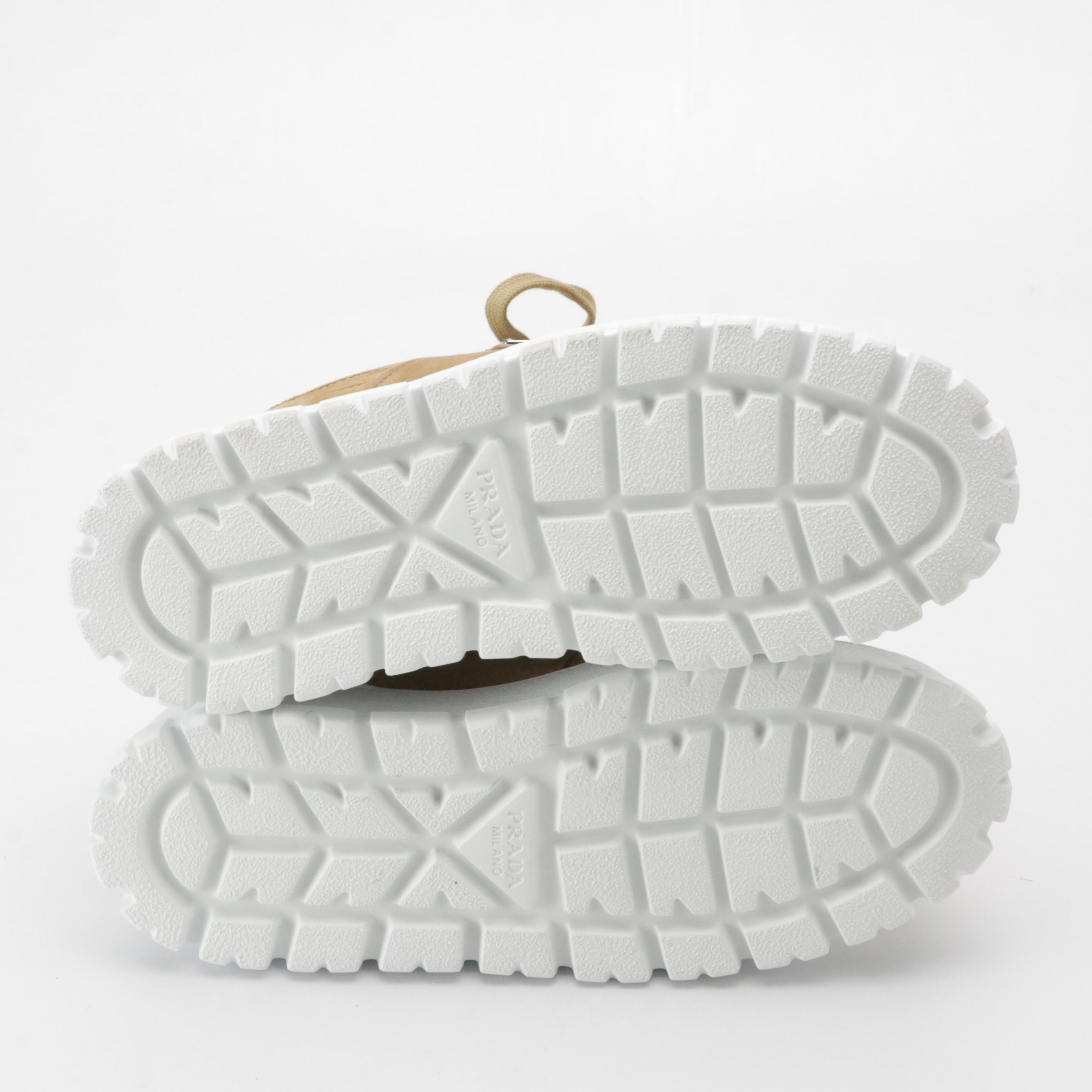 Prada Suede and Shearling Platform Lace-Up Sneakers