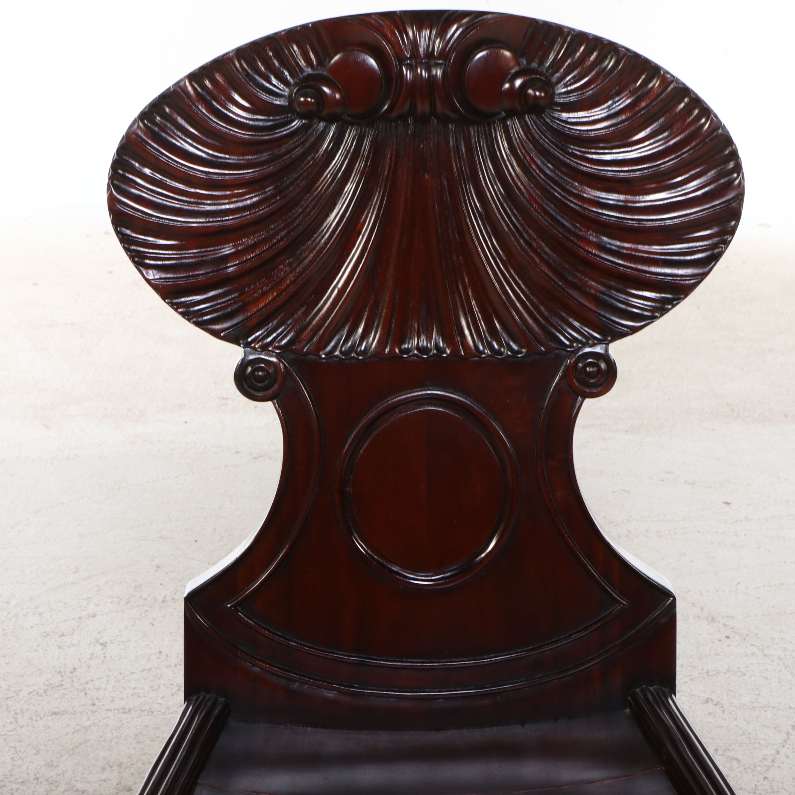 Regency Style Carved Mahogany Shell-Back Hall Chair