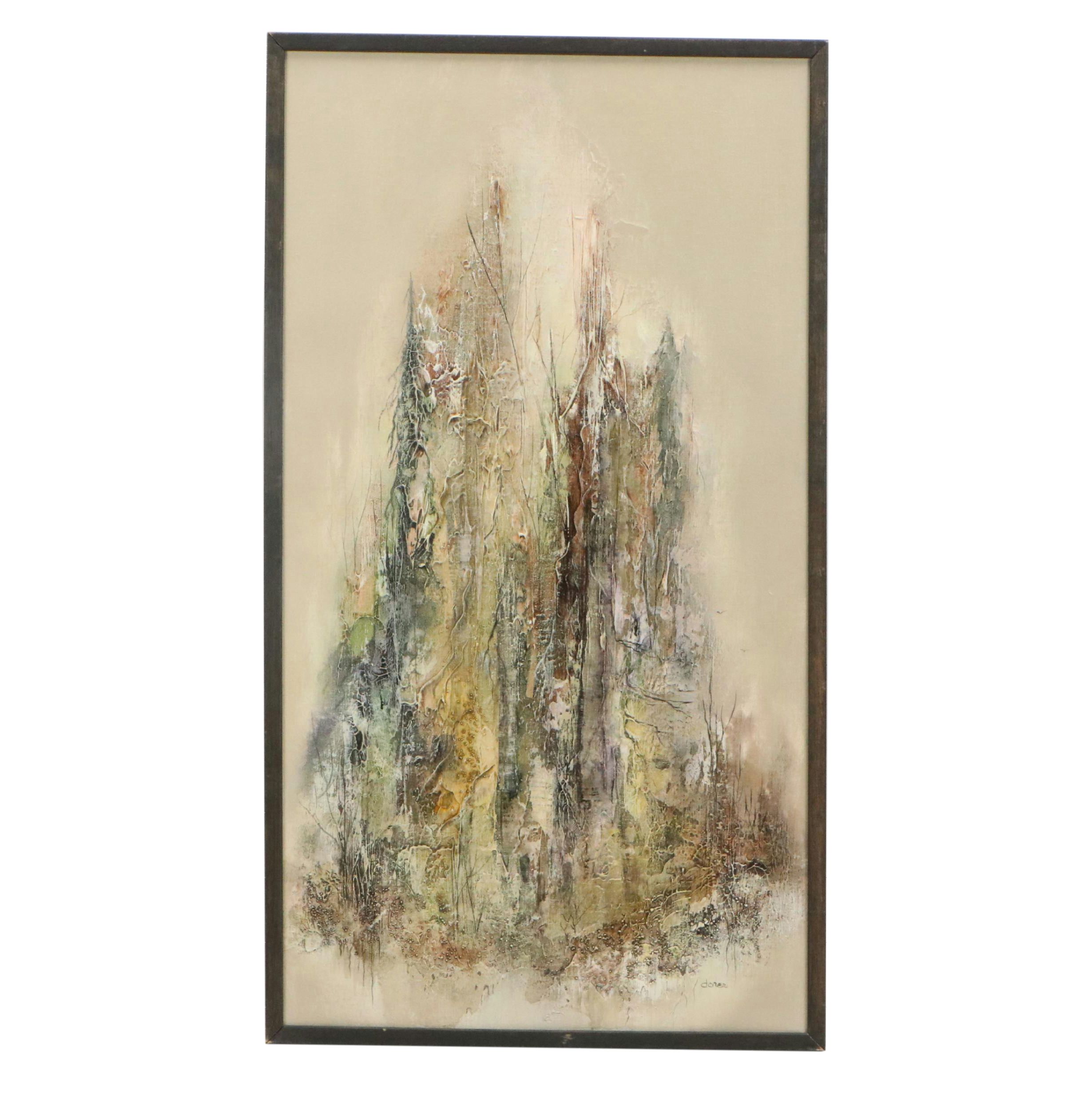 Jan Dorer Acrylic Painting Untitled Abstraction, Mid-20th Century