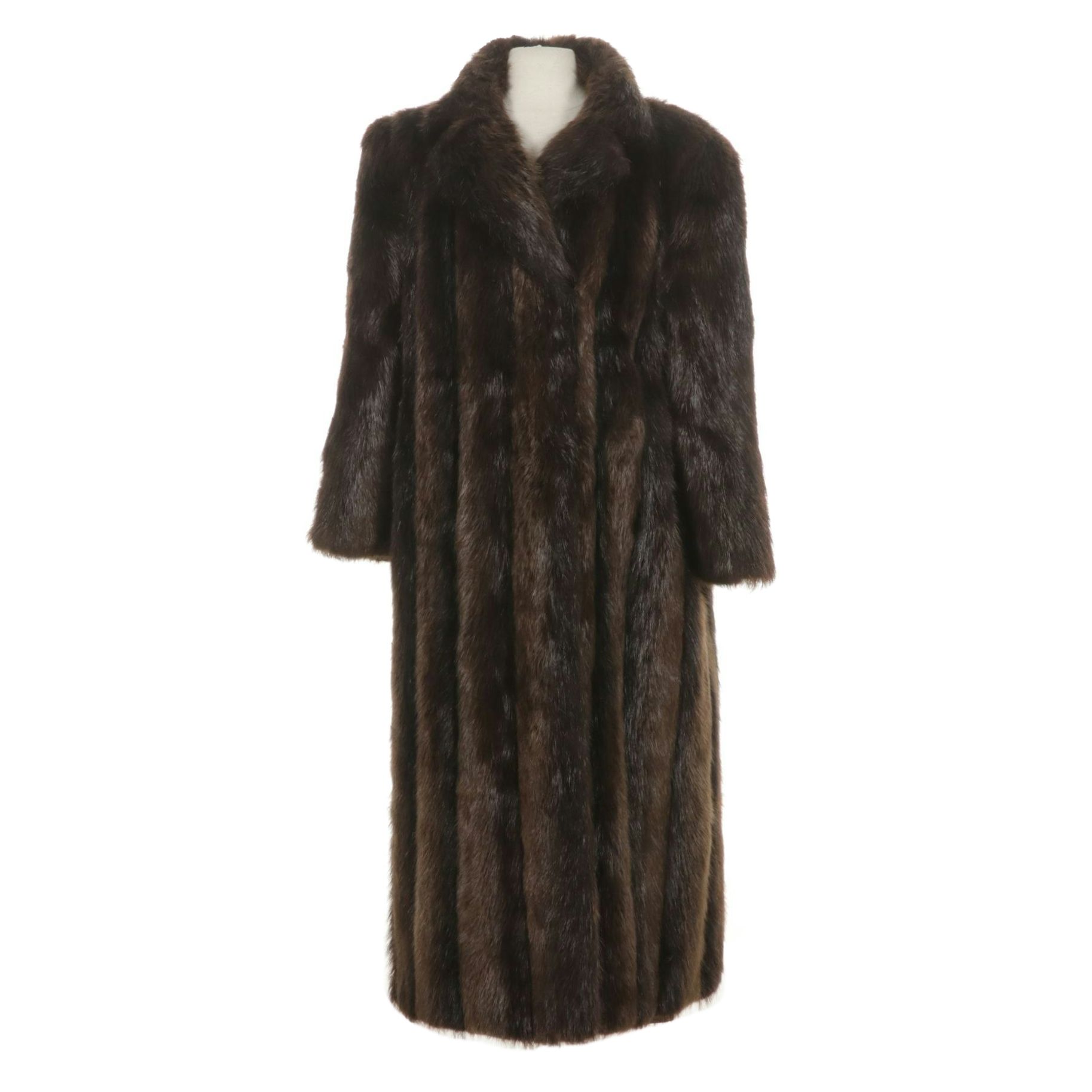 Natural Beaver Fur Full-Length Coat, Mid-Late 20th C.
