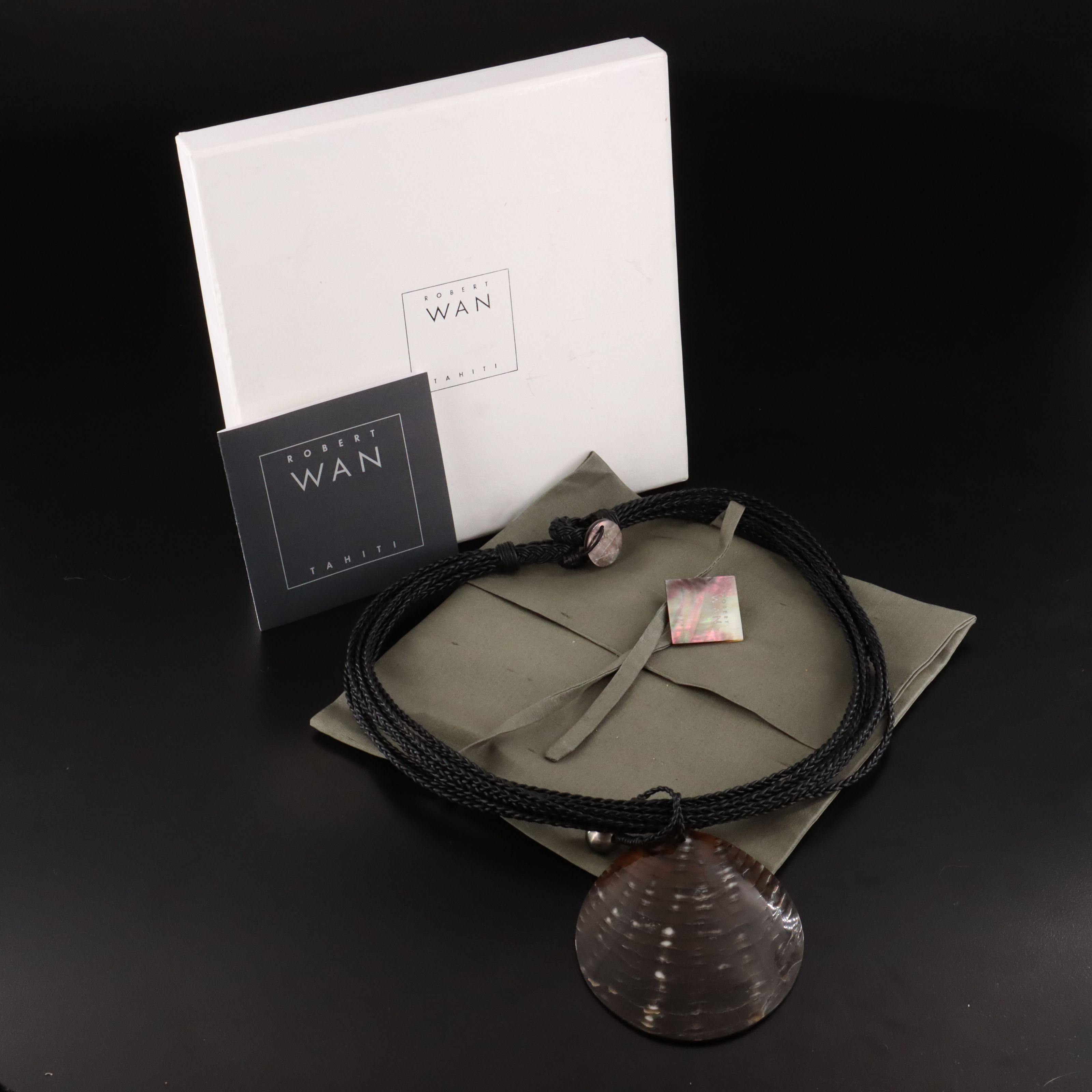 Robert Wan Shell and Pearl Necklace with Carved Mother-of-Pearl Flower Necklace