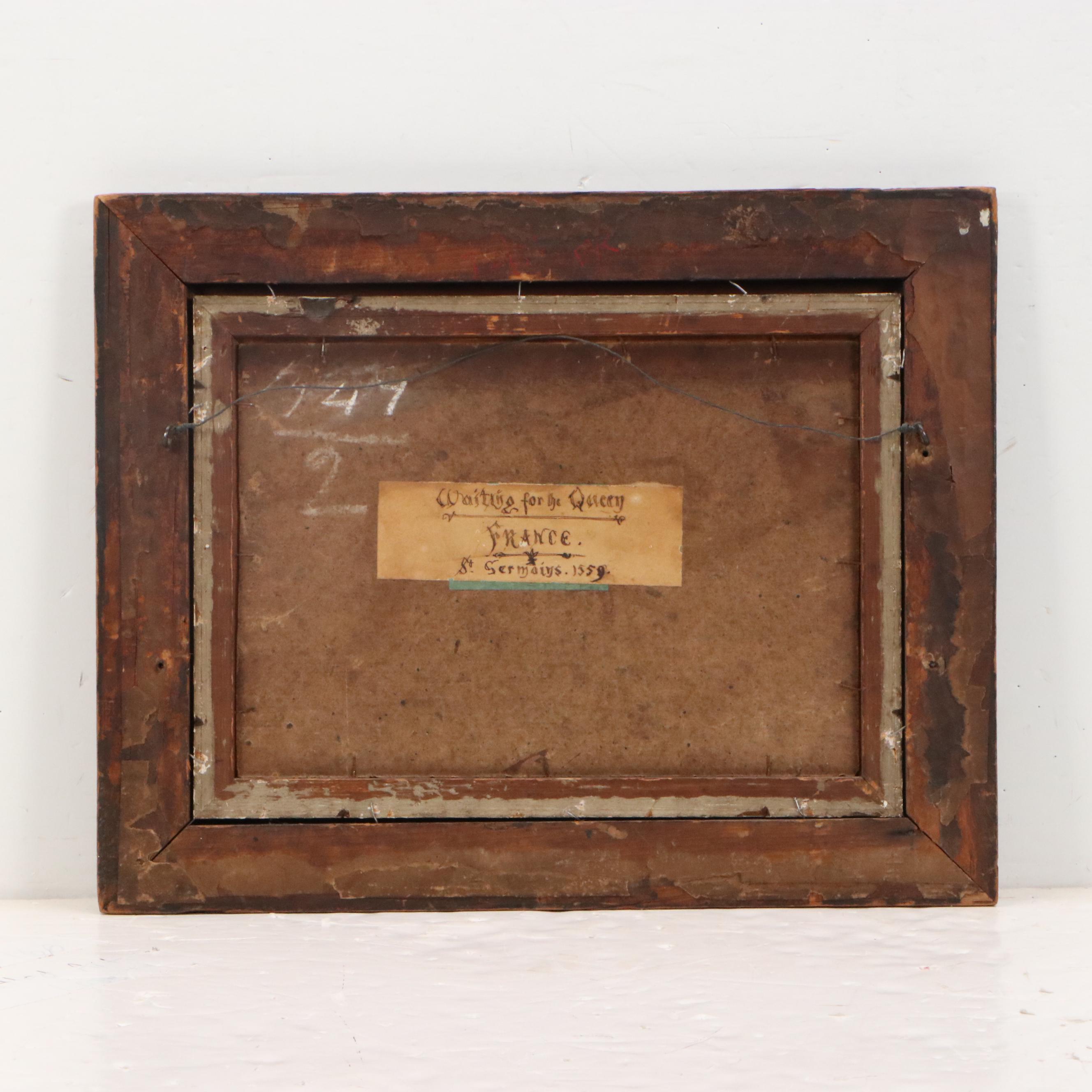 European Oil Painting "Waiting for the Queen," Late 19th Century