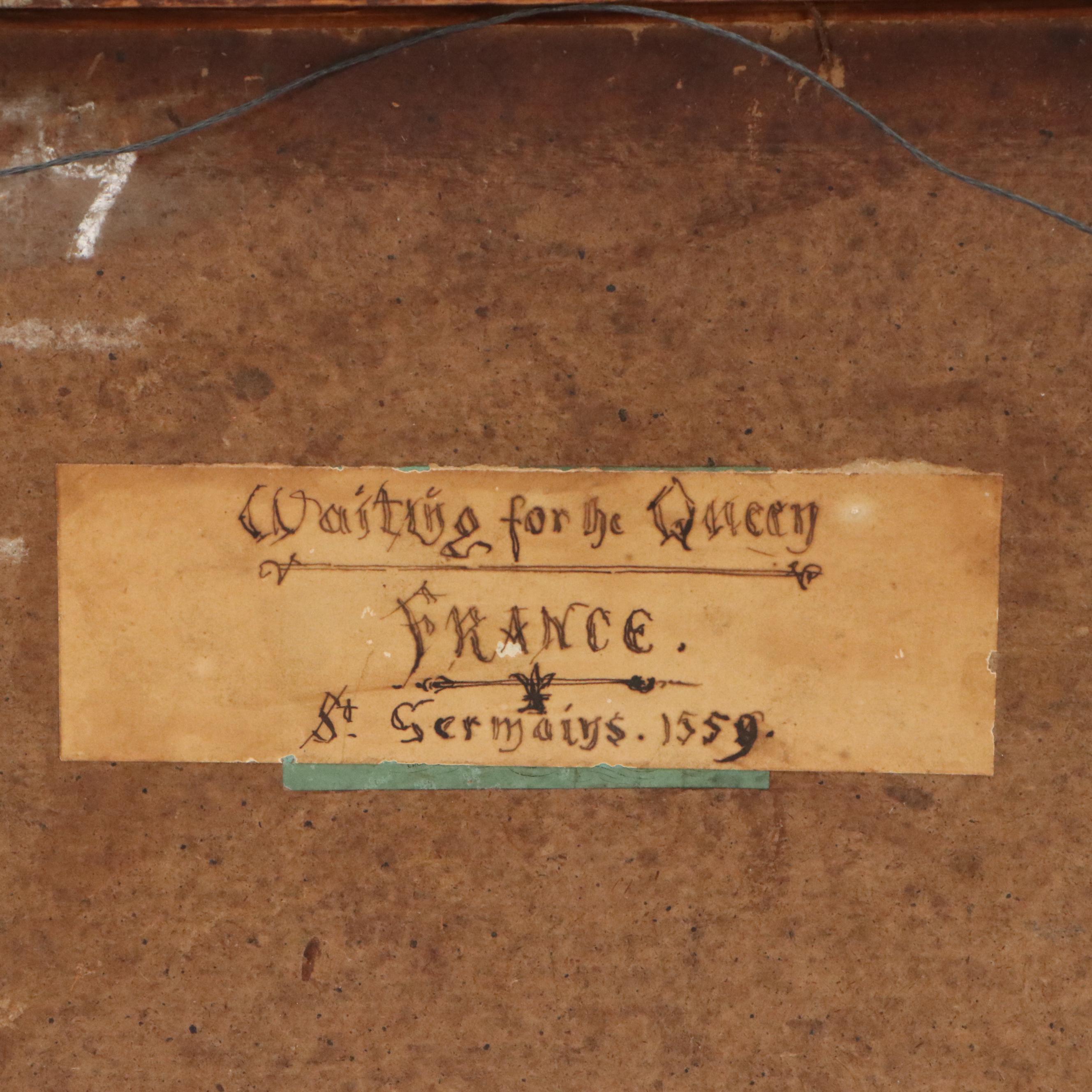 European Oil Painting "Waiting for the Queen," Late 19th Century