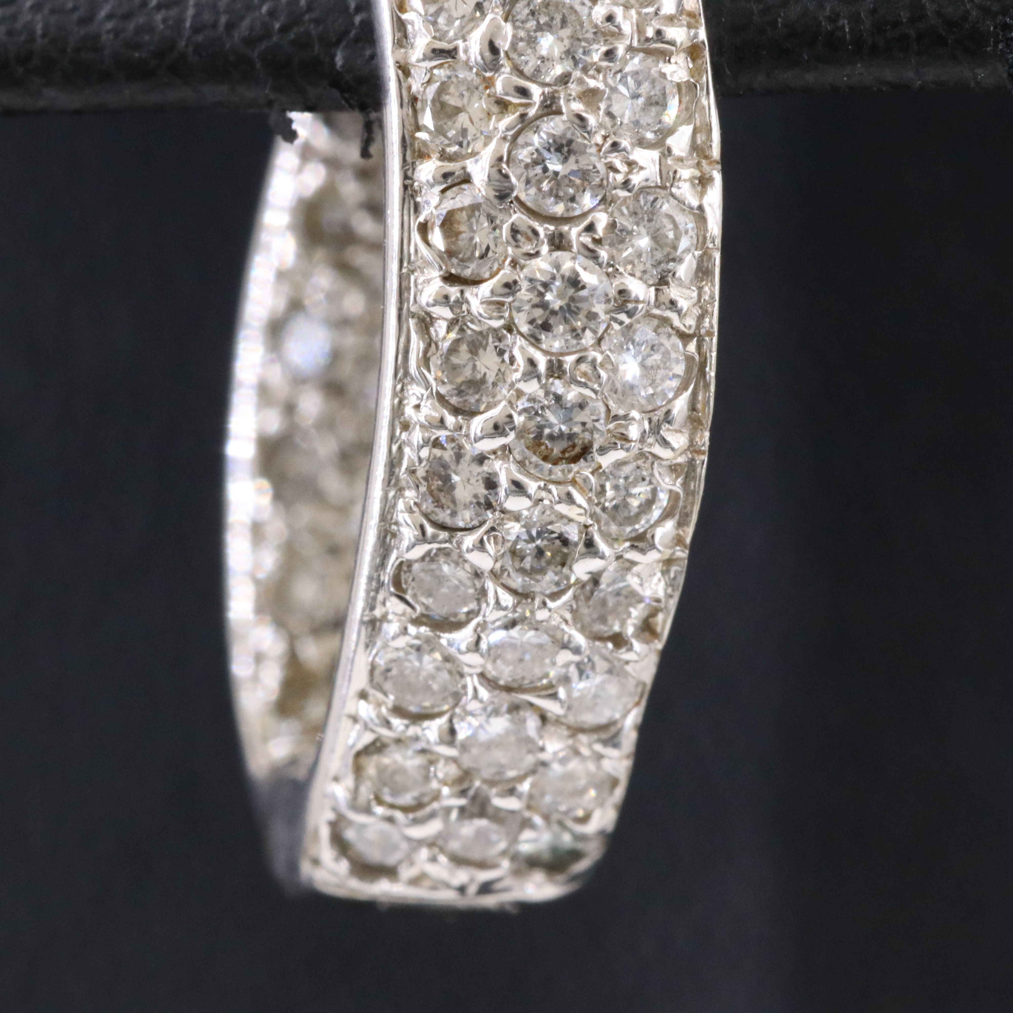 14K 3.06 CTW Pavé Diamond Ribbon Inside-Out Hoops