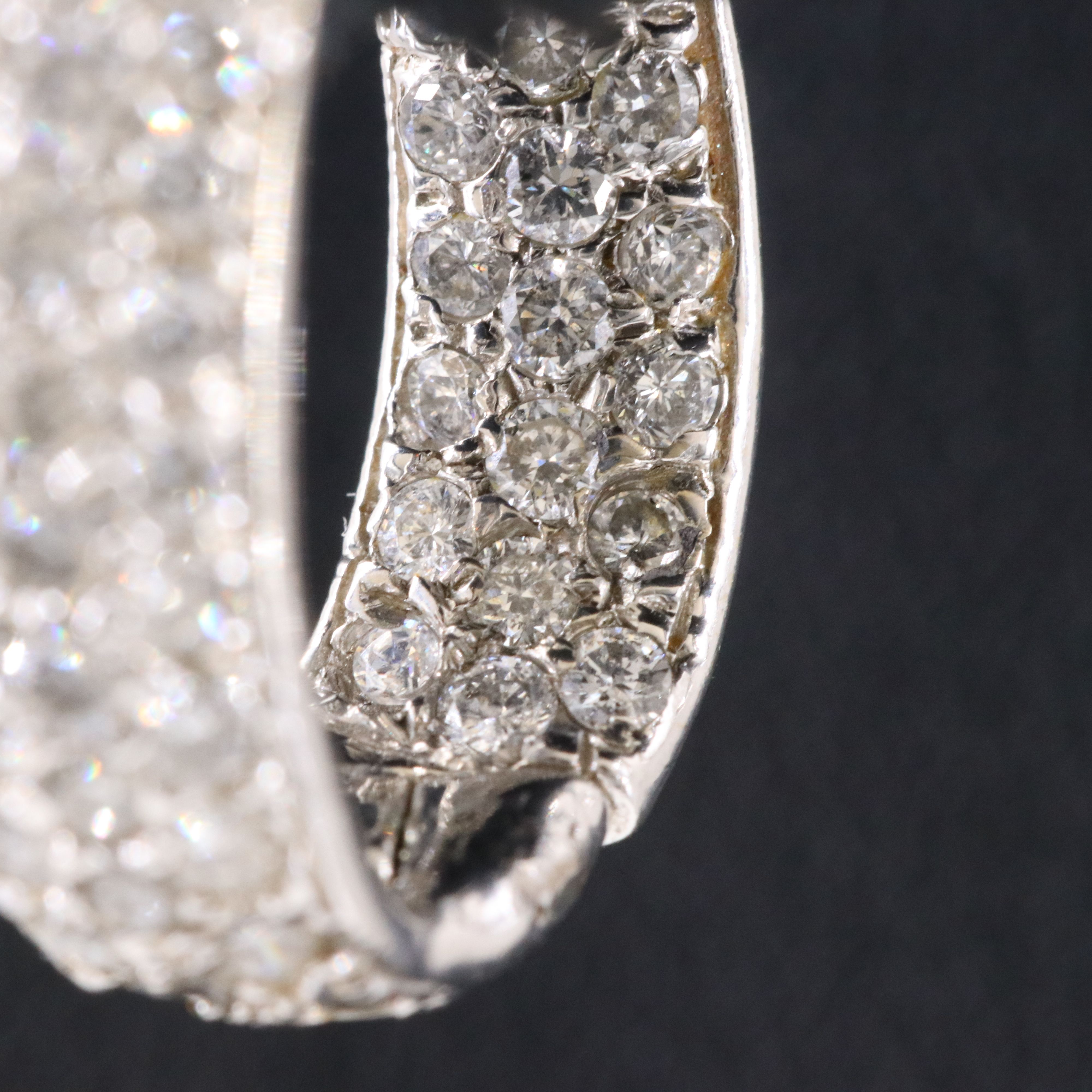 14K 3.06 CTW Pavé Diamond Ribbon Inside-Out Hoops