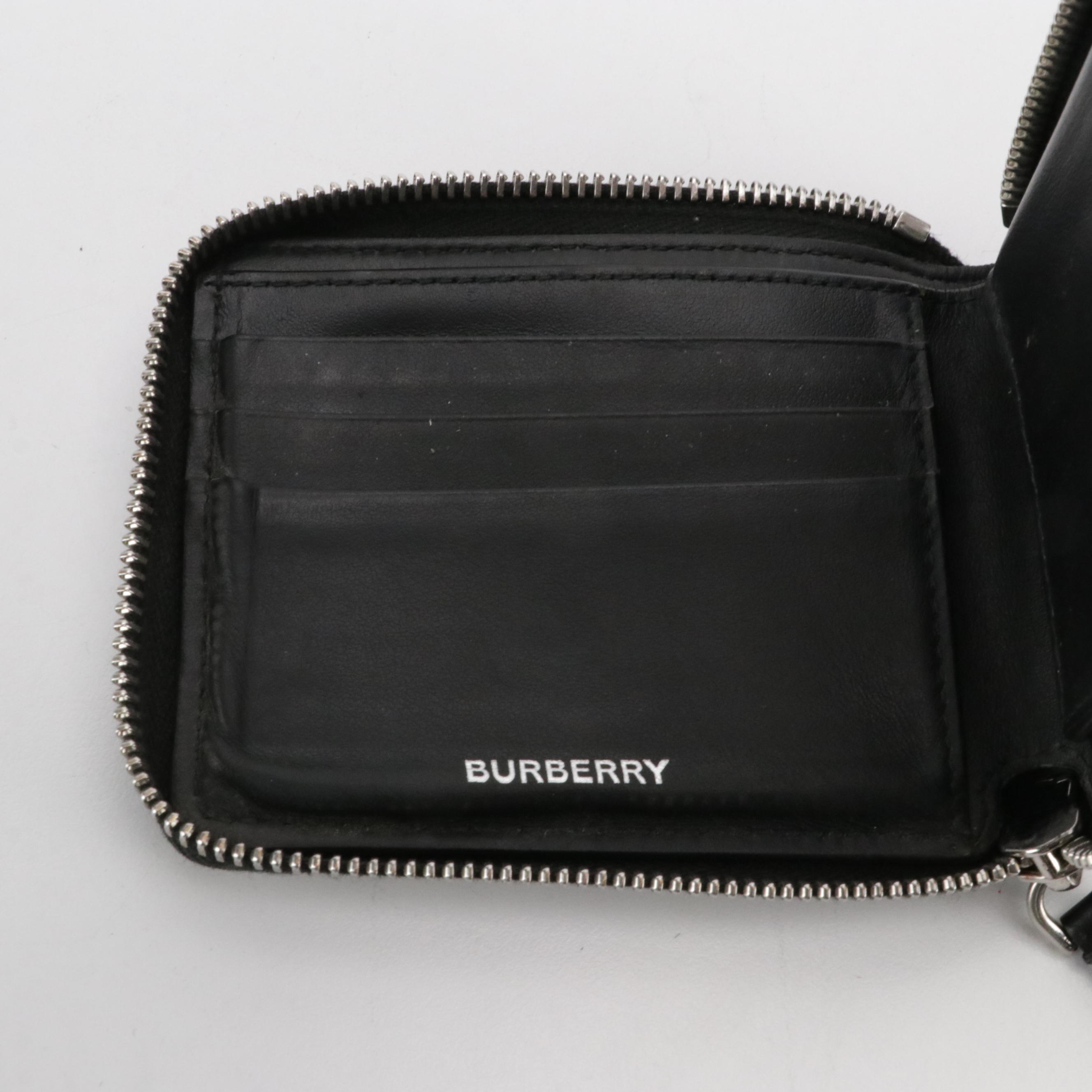 Burberry Zip Around Bifold Wallet in Haymarket Check Canvas
