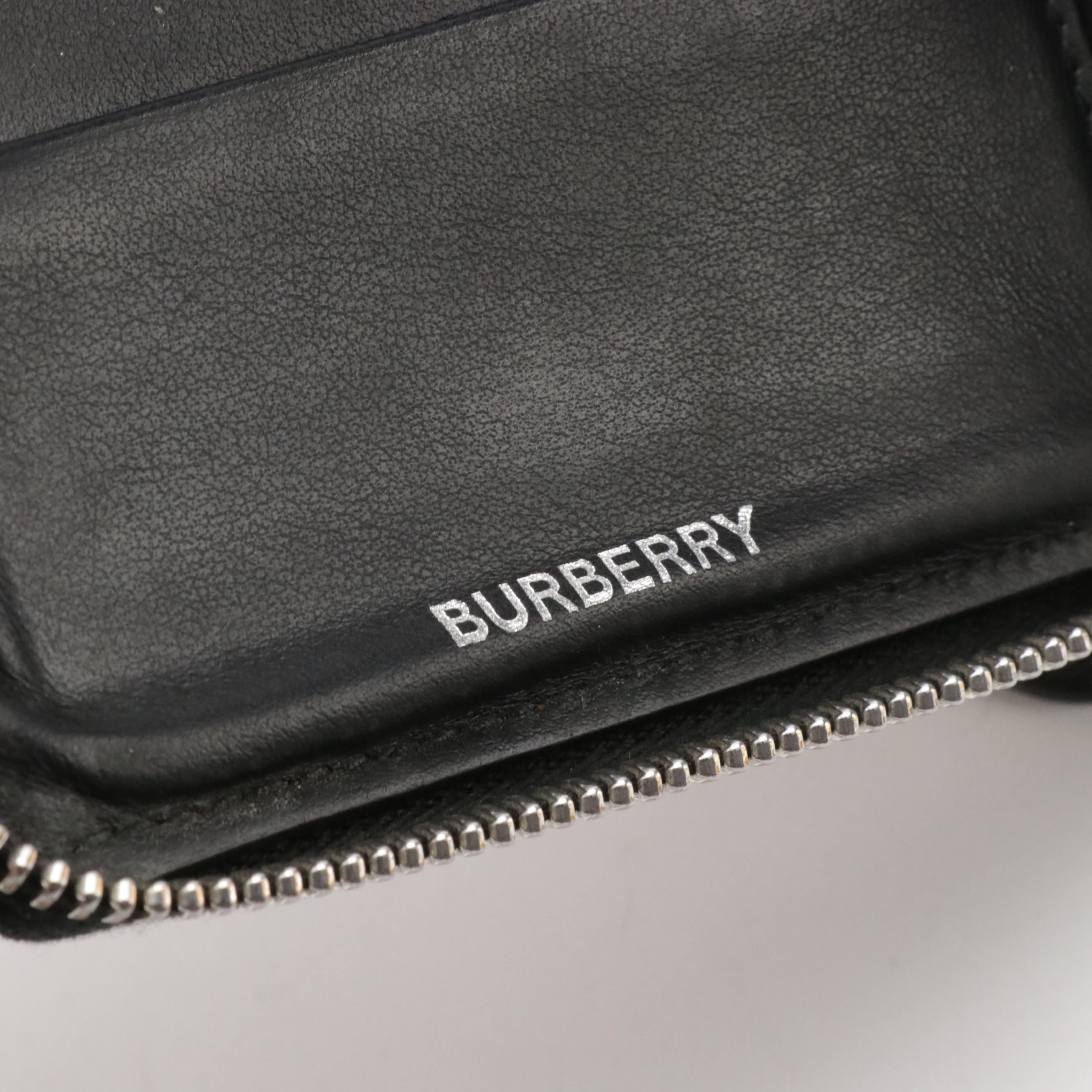 Burberry Zip Around Bifold Wallet in Haymarket Check Canvas