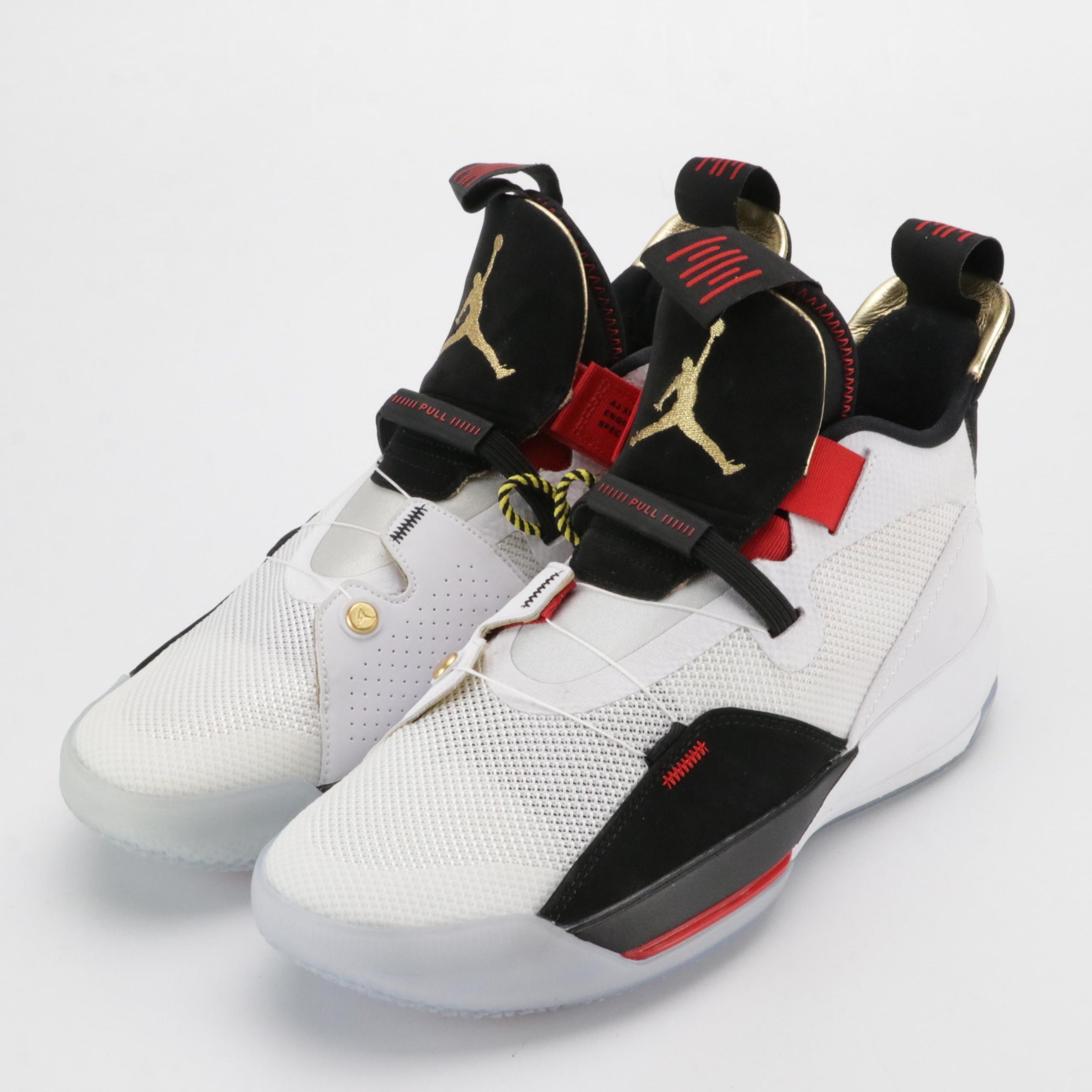 Nike Air Jordan 33 Future Flight High Top Sneakers in White, Red & Black W/ Box
