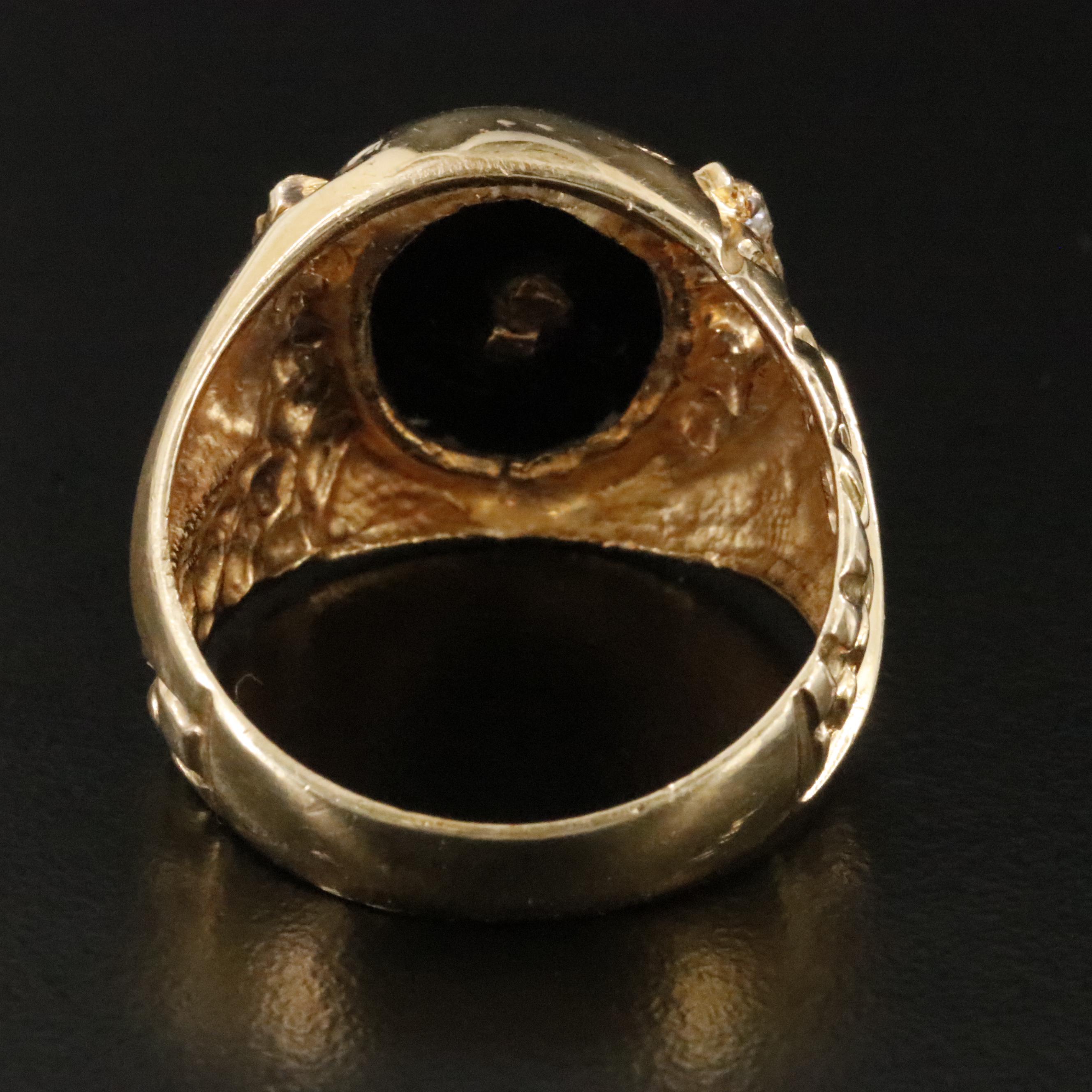 10K Black Onyx and Diamond Cross Ring