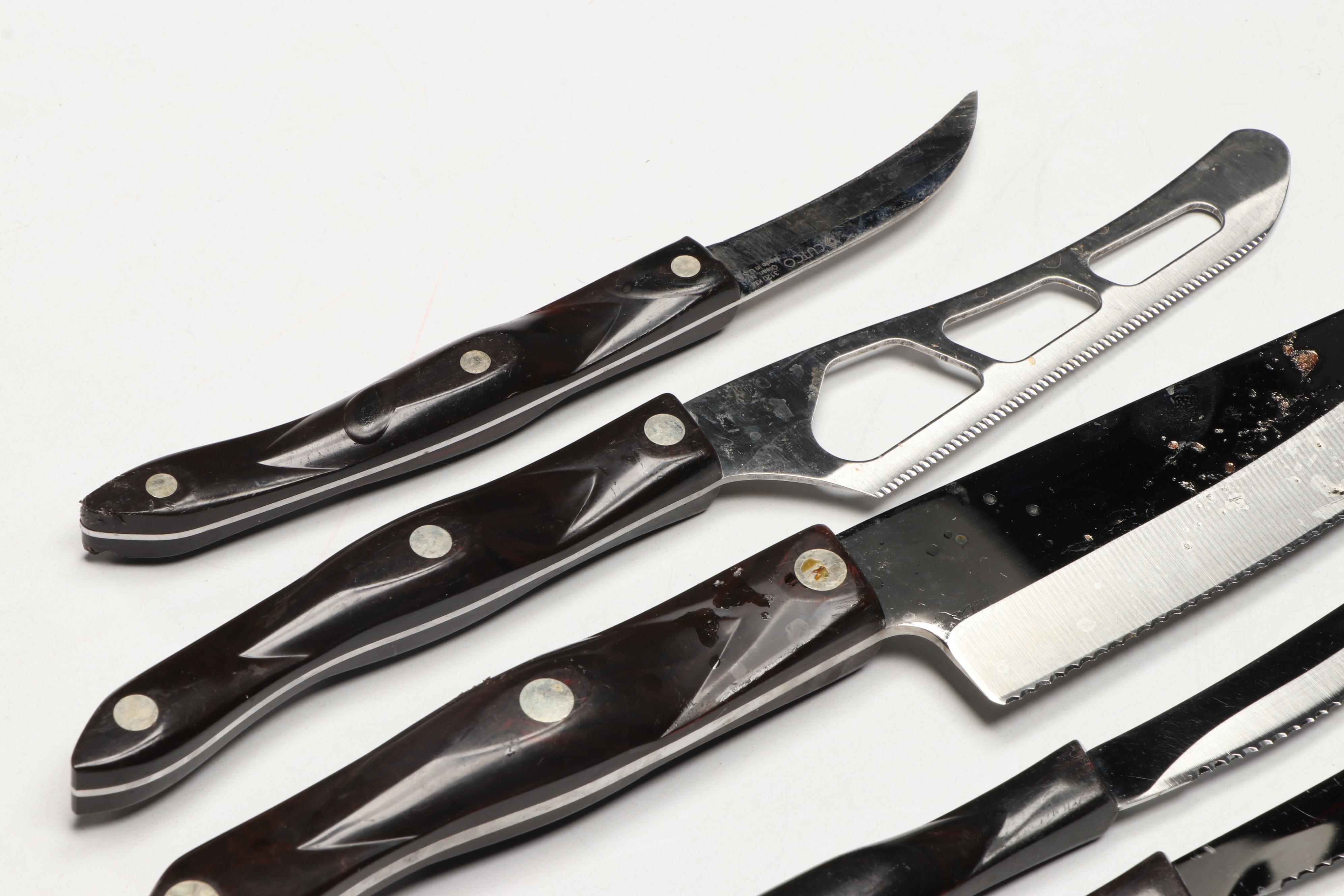 Cutco Stainless Steel Blade Plastic Handle Knives