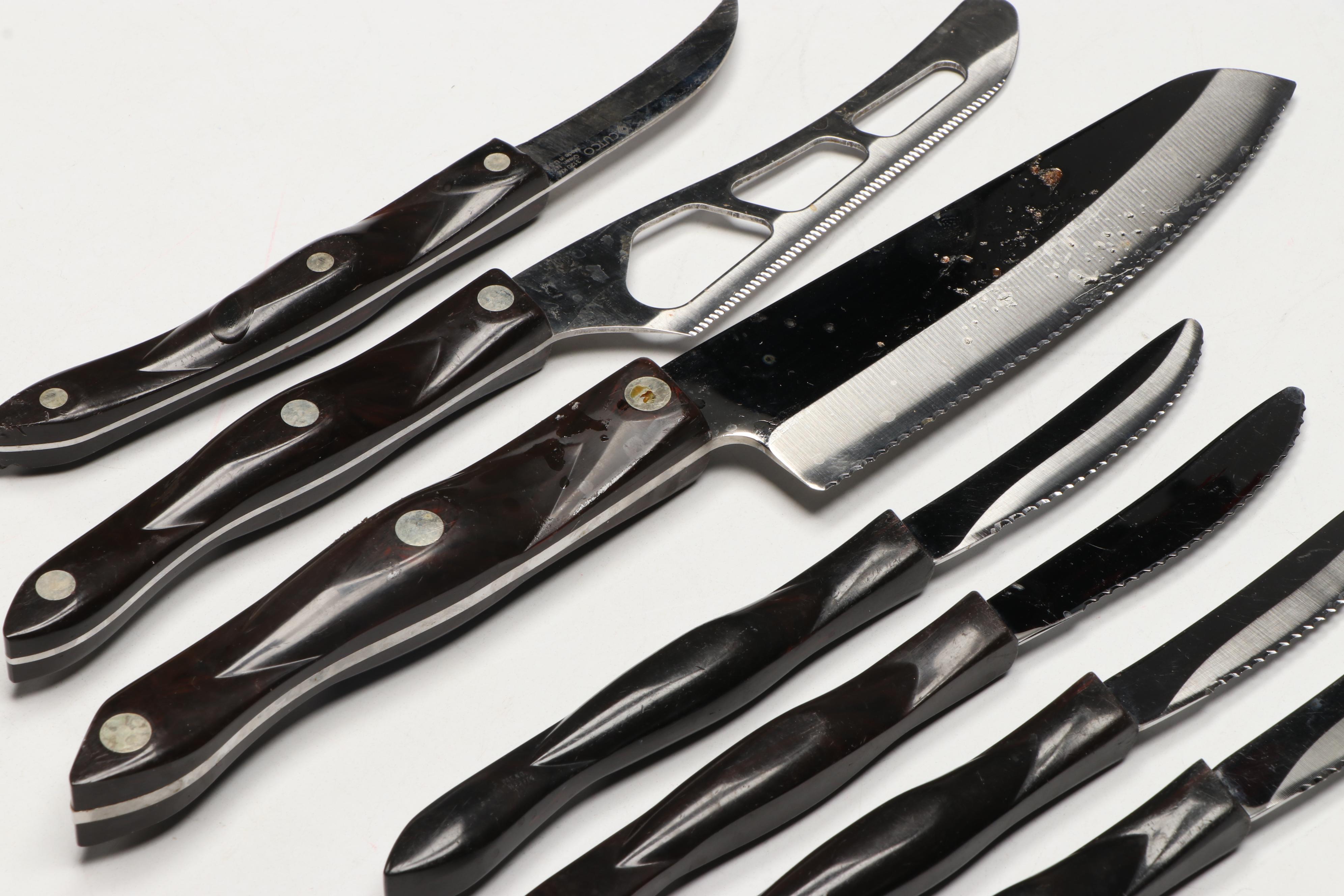 Cutco Stainless Steel Blade Plastic Handle Knives