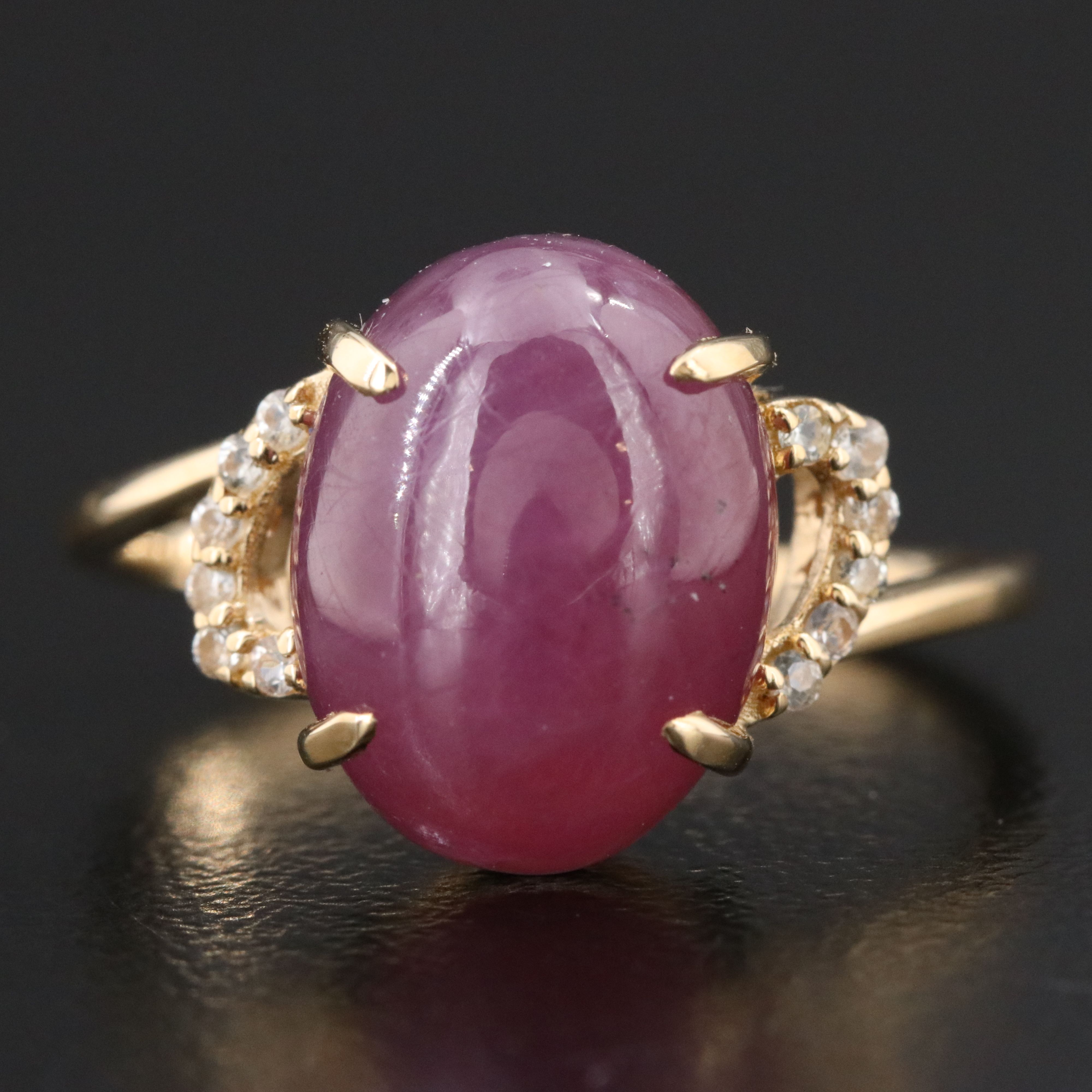 14K 8.15 CT Ruby and White Sapphire Ring