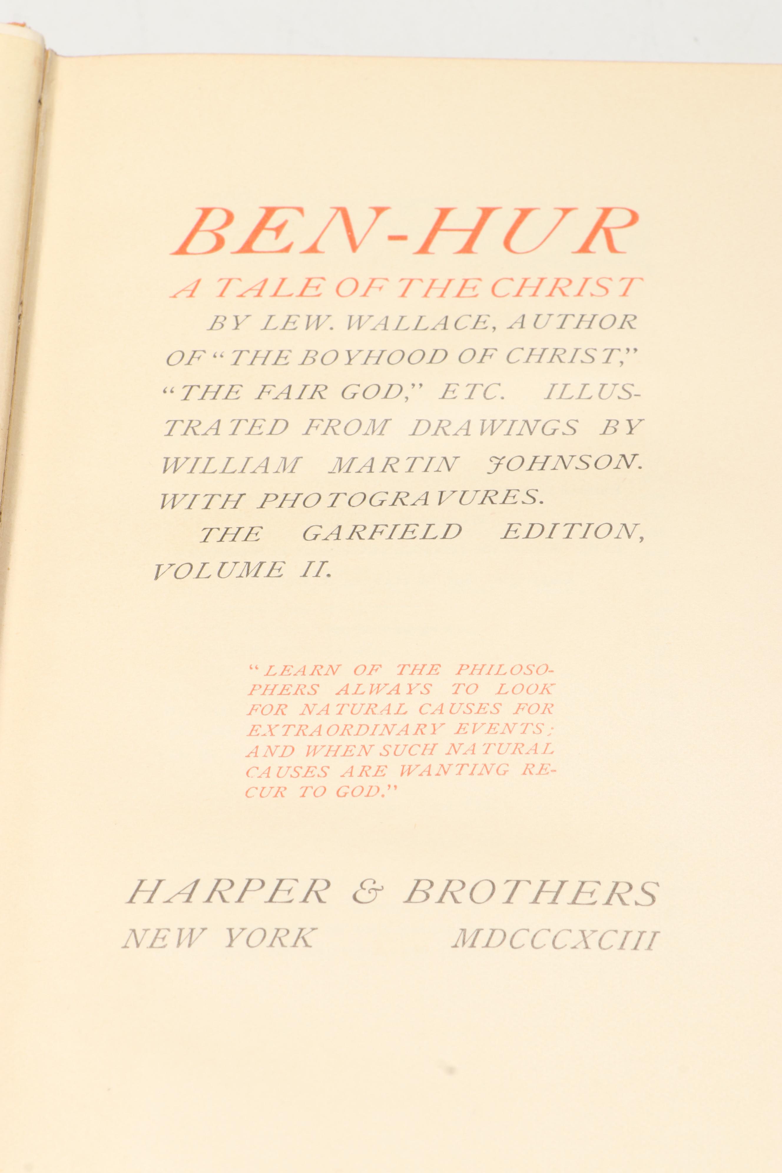 Garfield Edition "Ben-Hur" Two-Volume Box Set by Lew Wallace, 1893