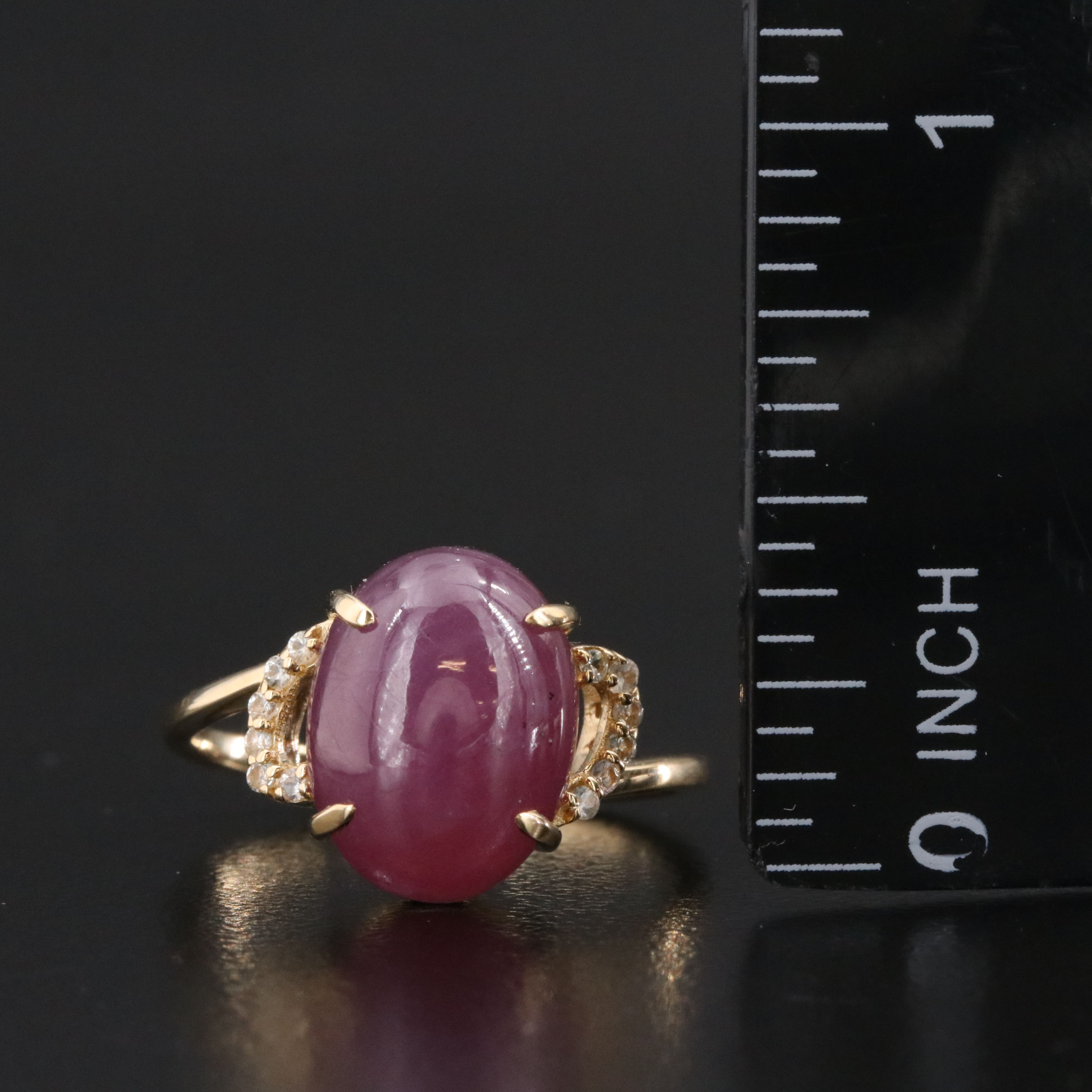 14K 8.15 CT Ruby and White Sapphire Ring