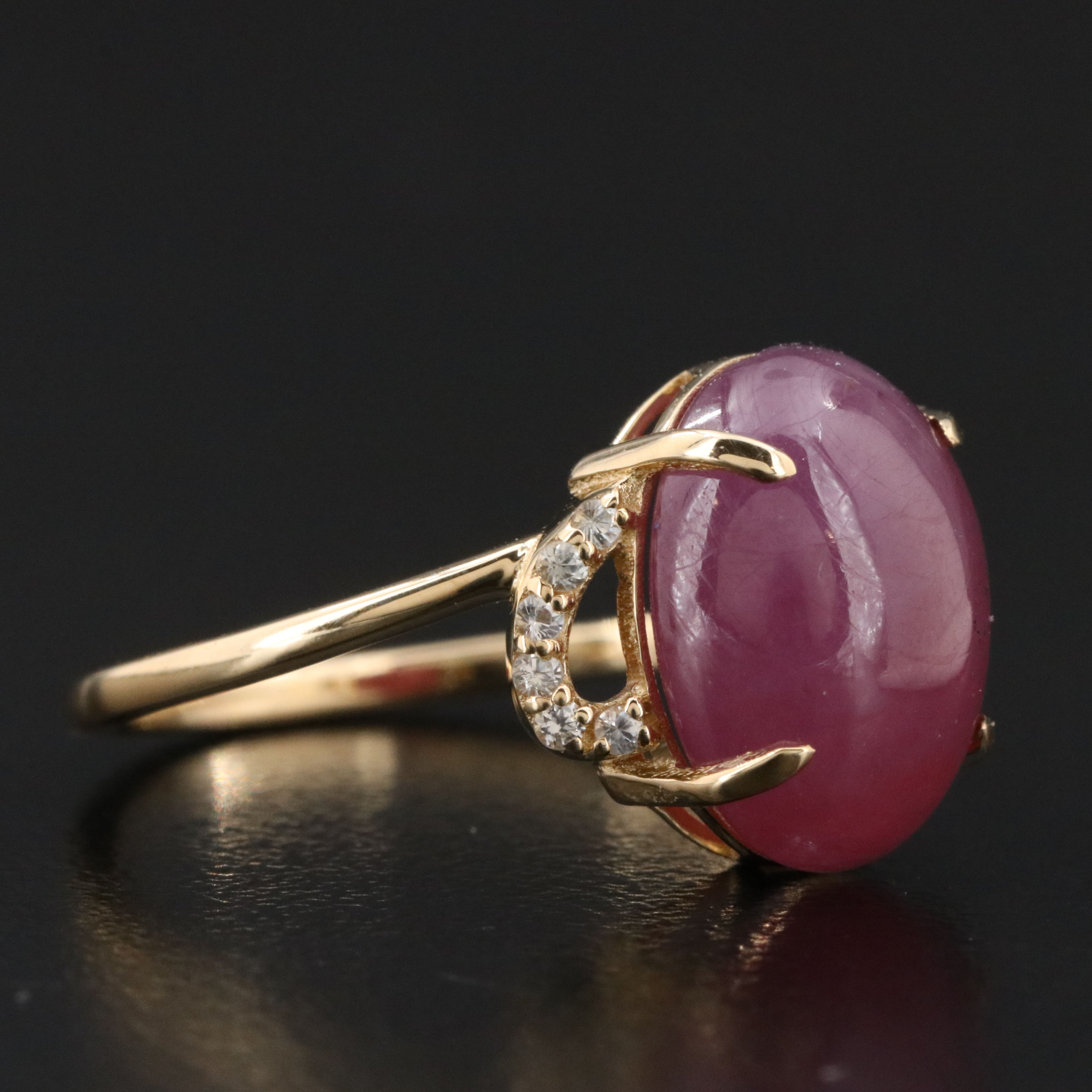 14K 8.15 CT Ruby and White Sapphire Ring