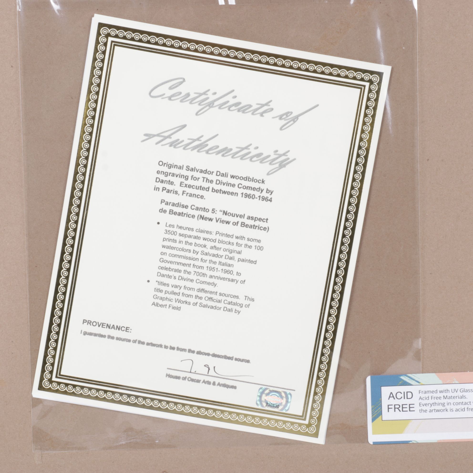 Salvador Dalí Wood Engraving "Nouvel aspect de Béatrice," 1960–1964