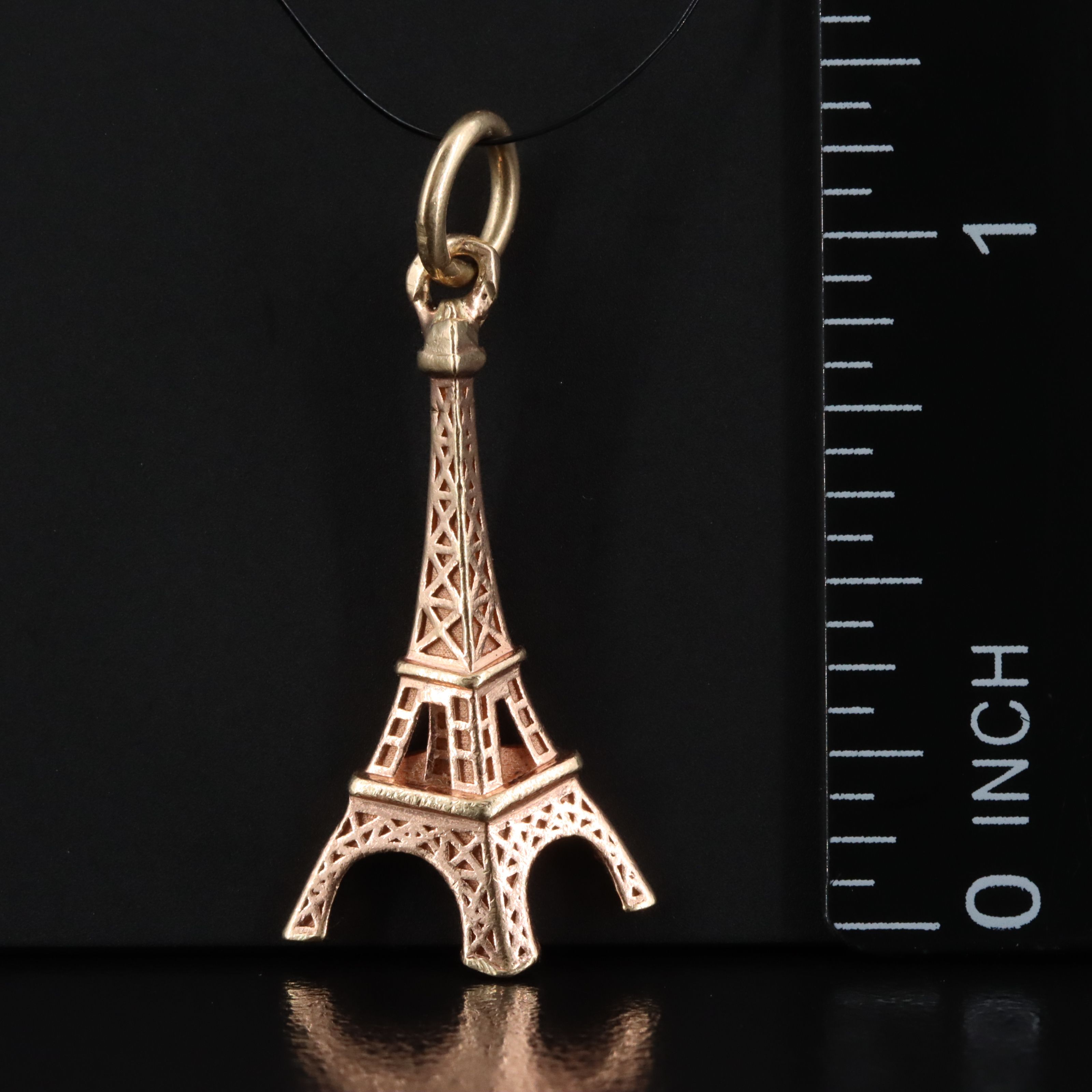 10K Rose Gold Eiffel Tower Pendant