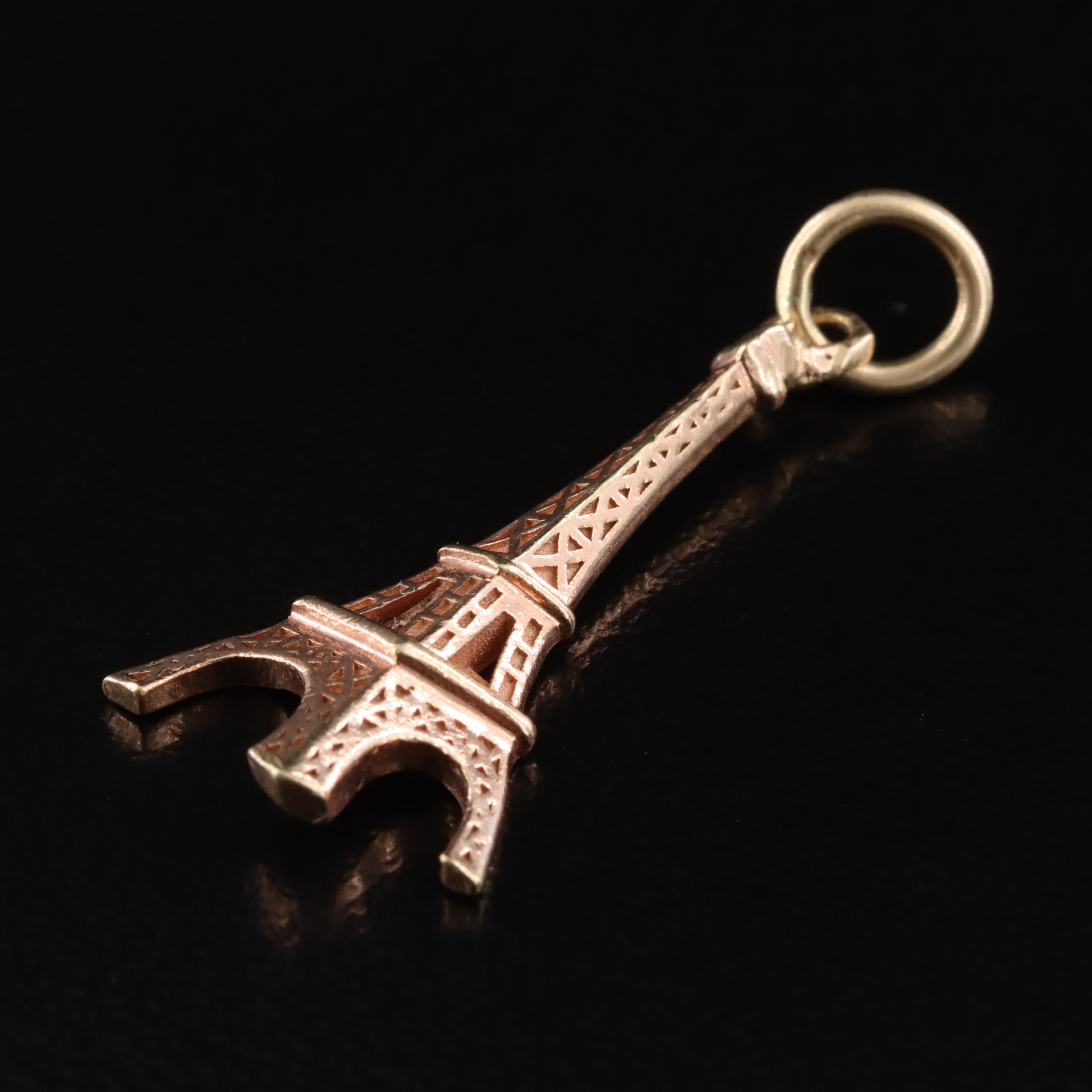 10K Rose Gold Eiffel Tower Pendant