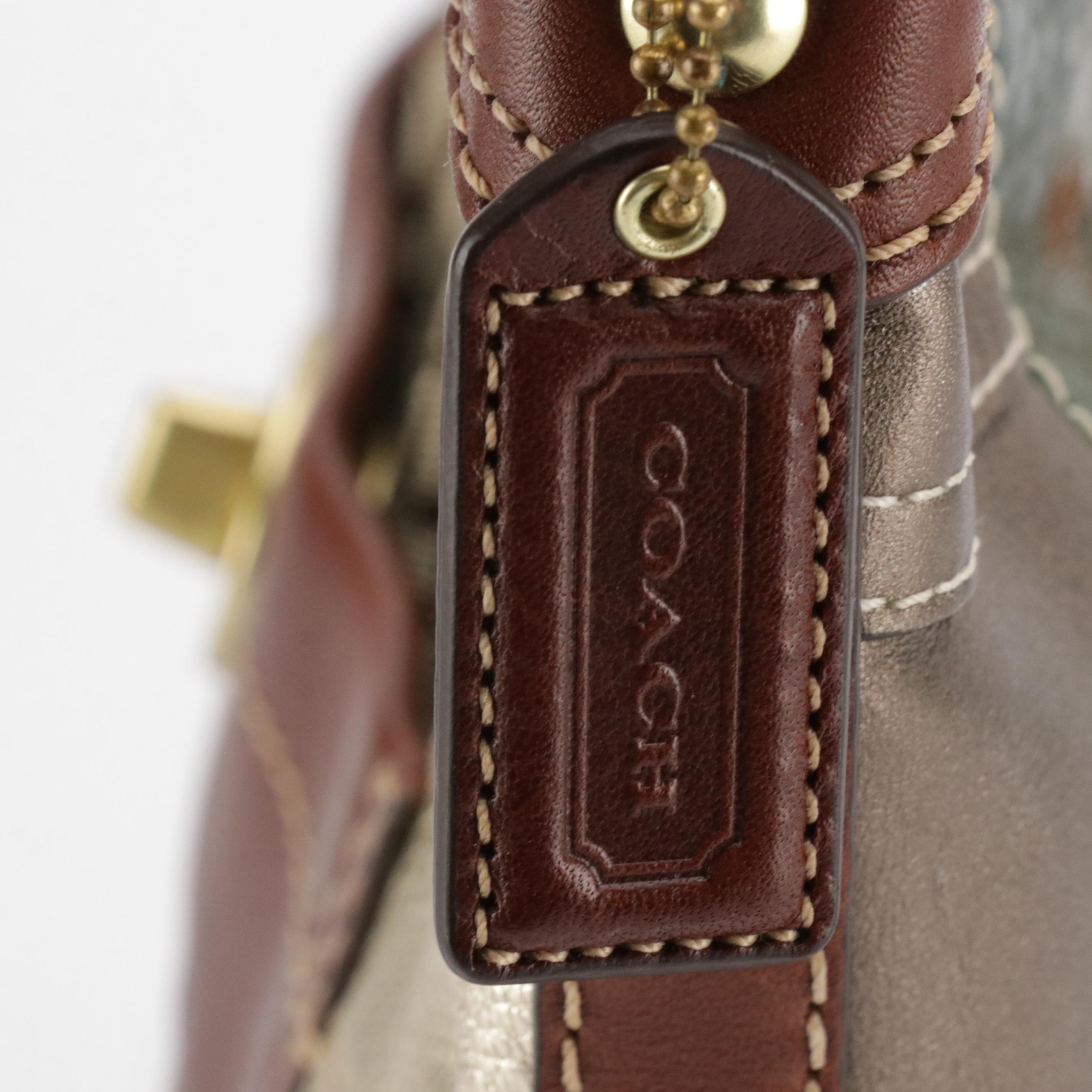 Coach Holiday Patchwork Bleeker Duffel Bucket Bag with Brown Leather Trim