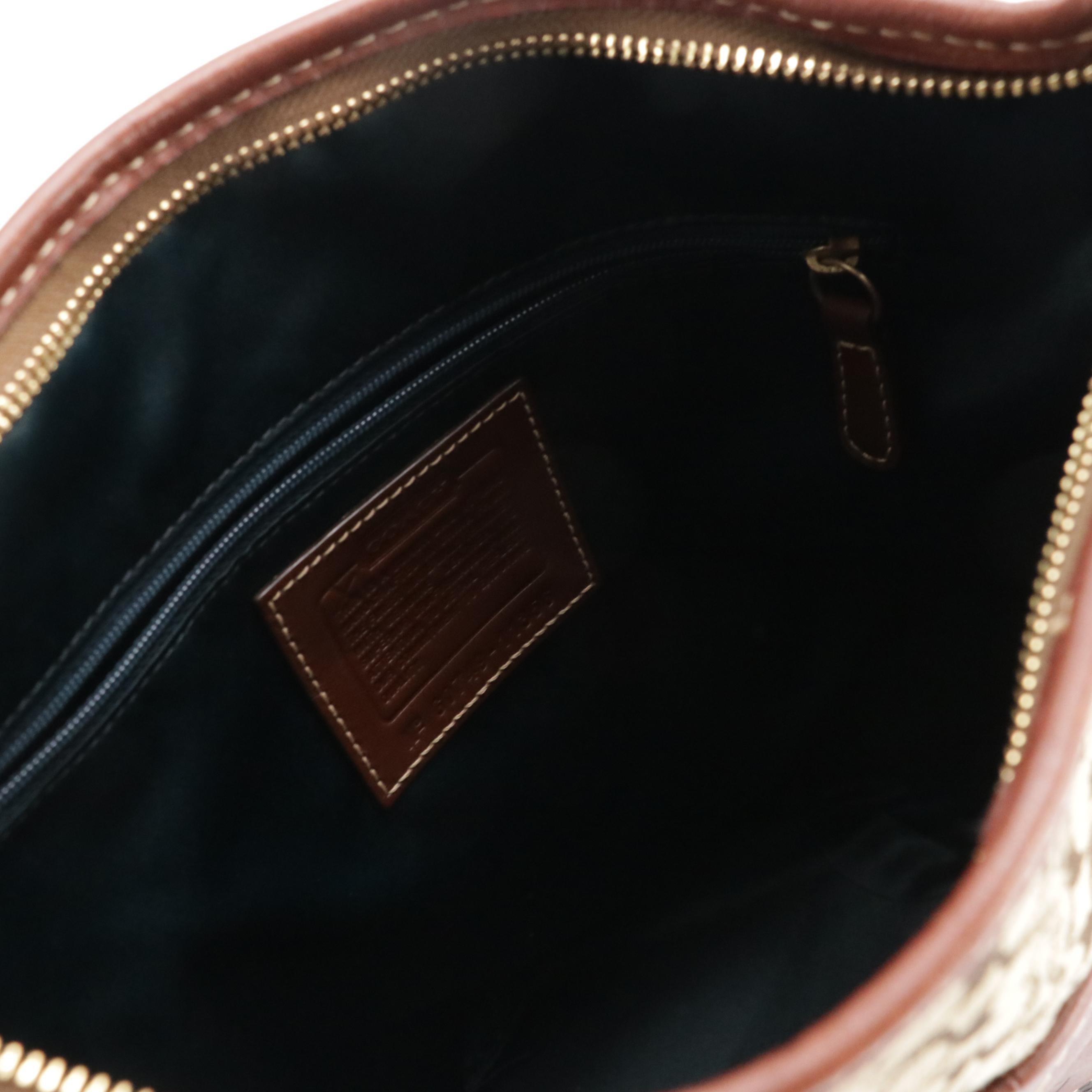 Coach Holiday Patchwork Bleeker Duffel Bucket Bag with Brown Leather Trim