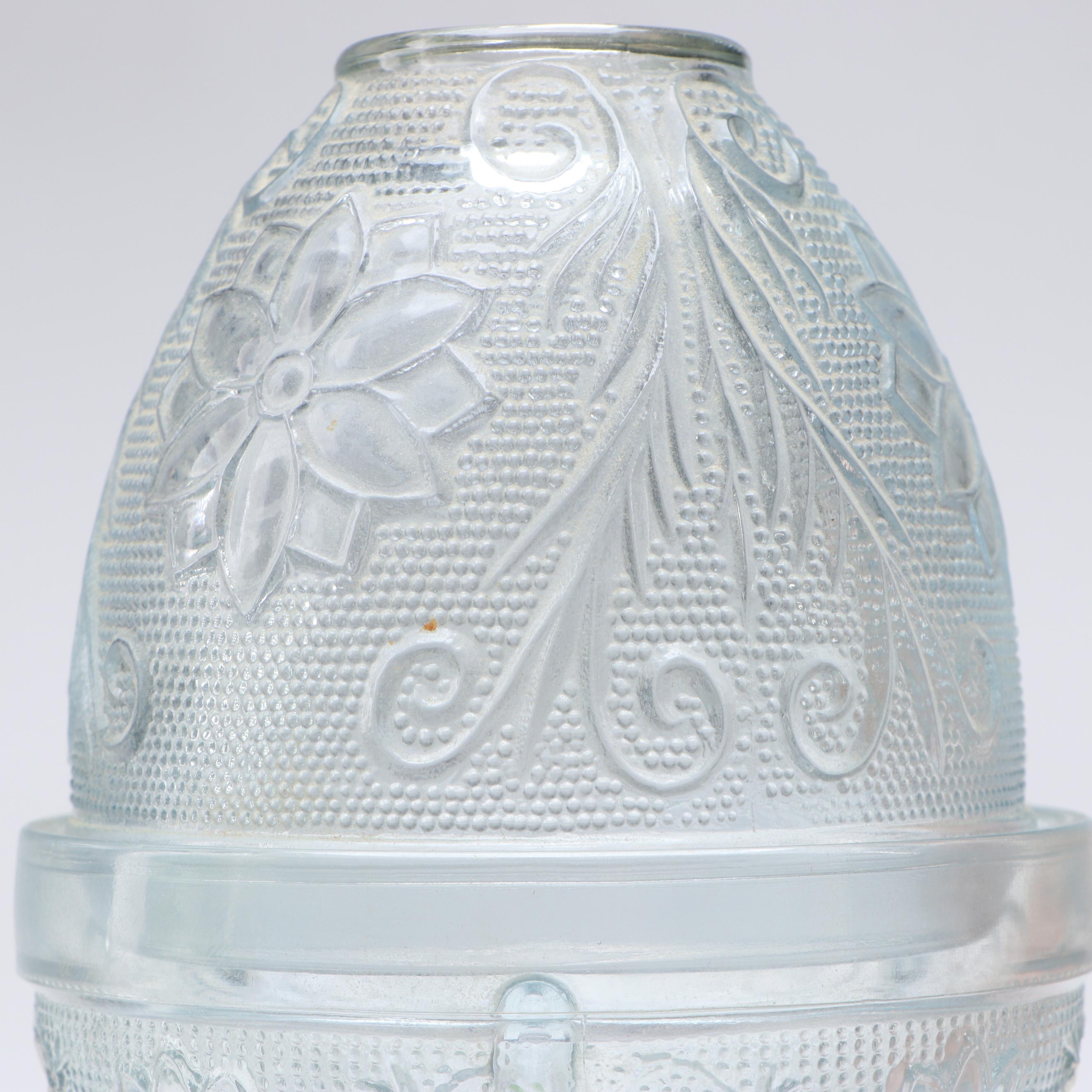 Indiana Glass "Chantilly" and Other Impressed Glass Fairy Lamps