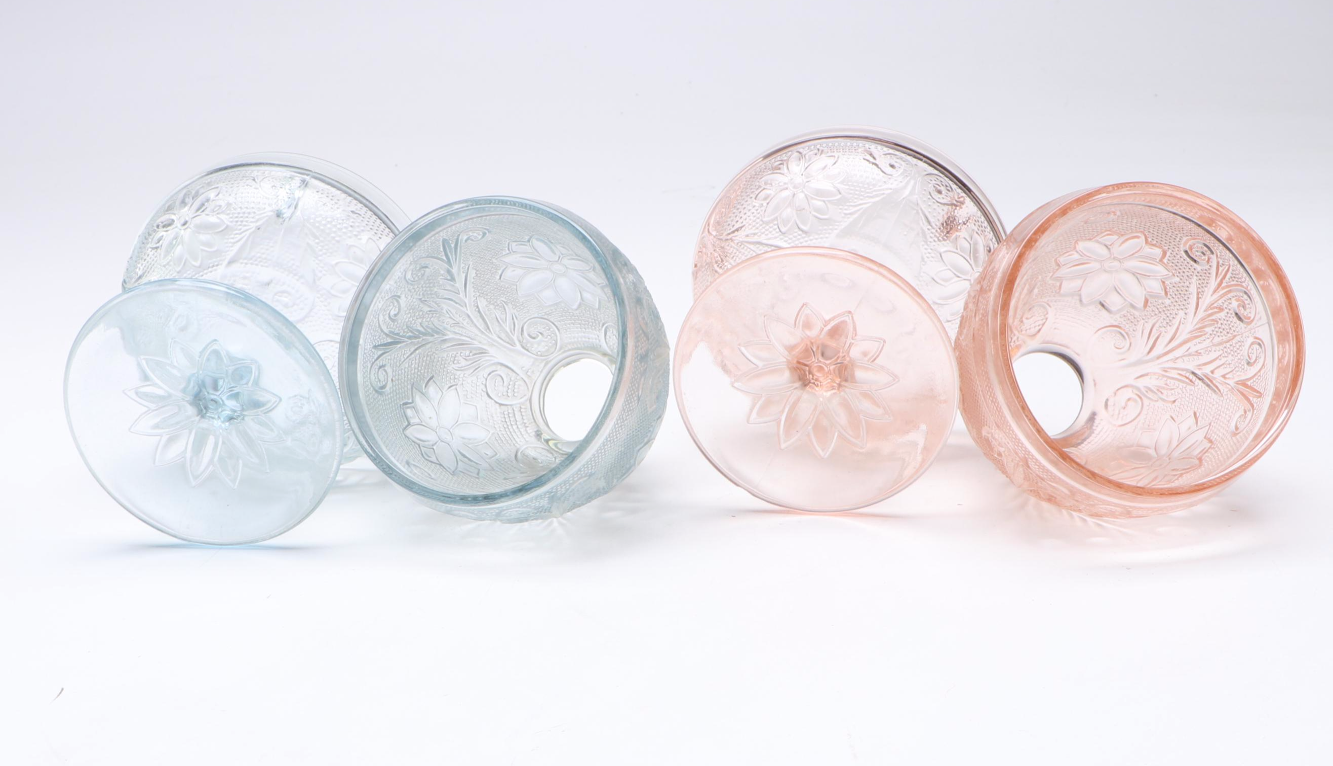 Indiana Glass "Chantilly" and Other Impressed Glass Fairy Lamps