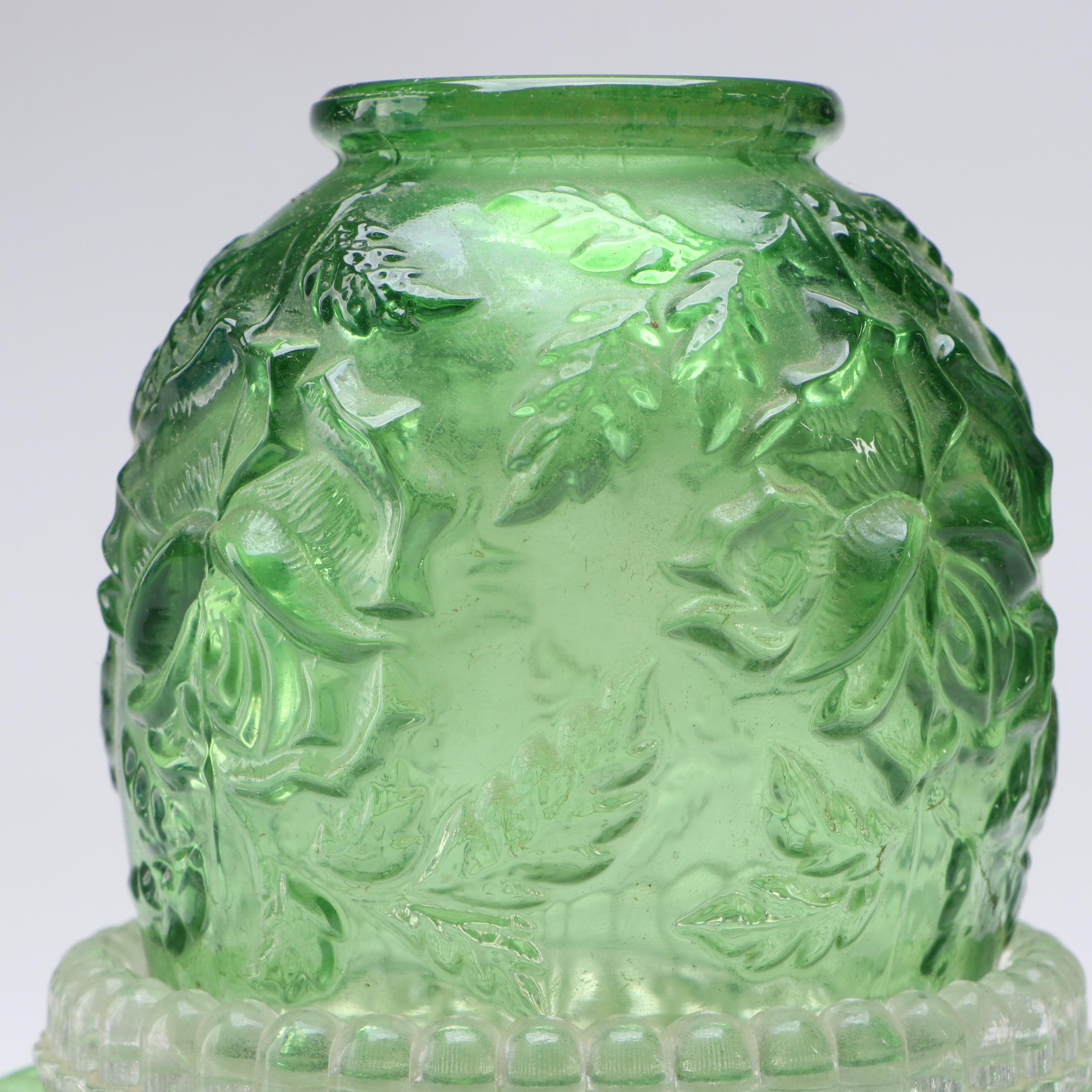 Indiana Glass "Chantilly" and Other Impressed Glass Fairy Lamps