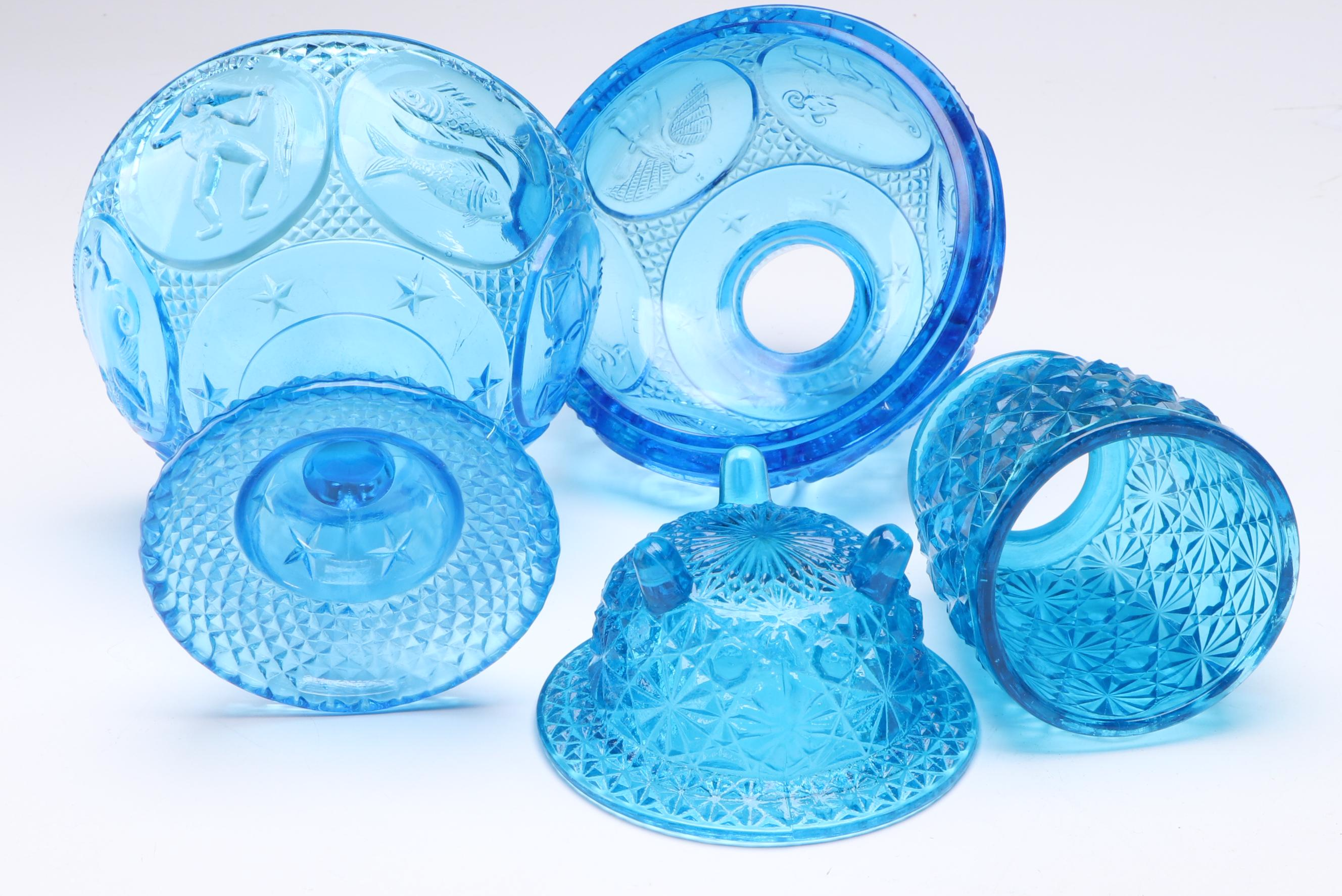 Indiana Glass "Chantilly" and Other Impressed Glass Fairy Lamps