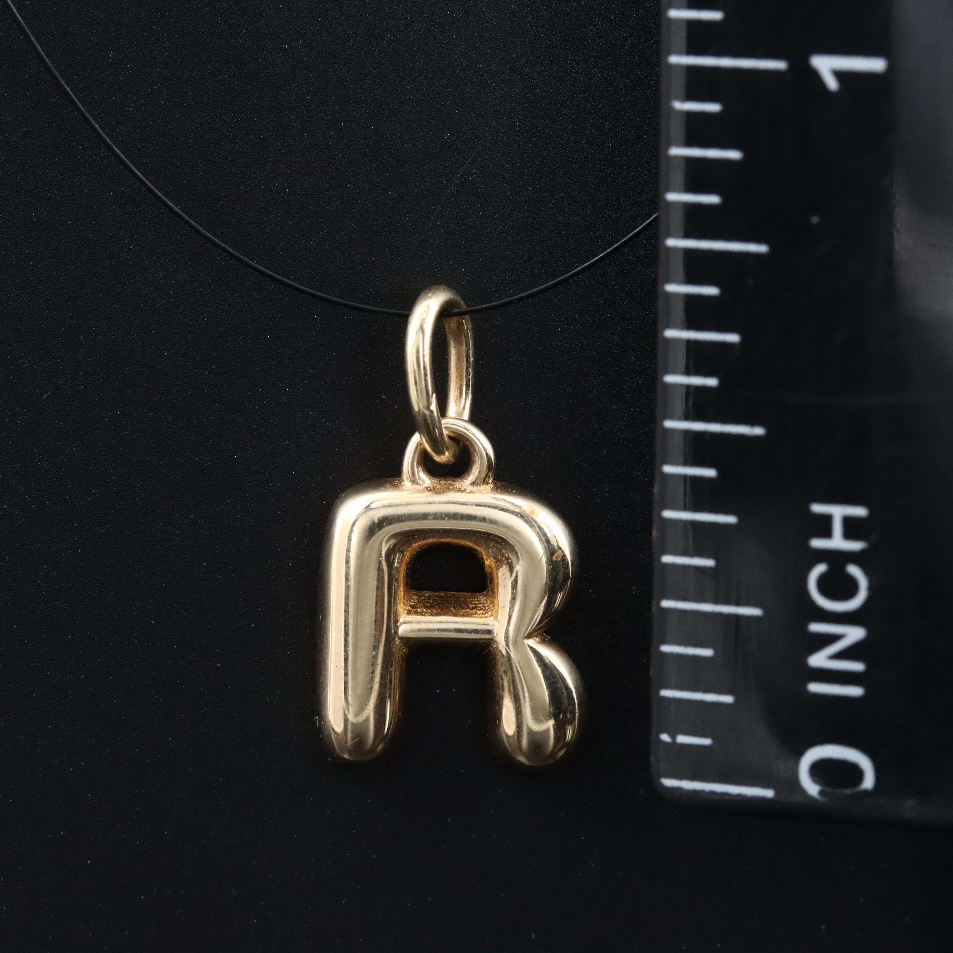 14K Letter "R" Charm Pendant