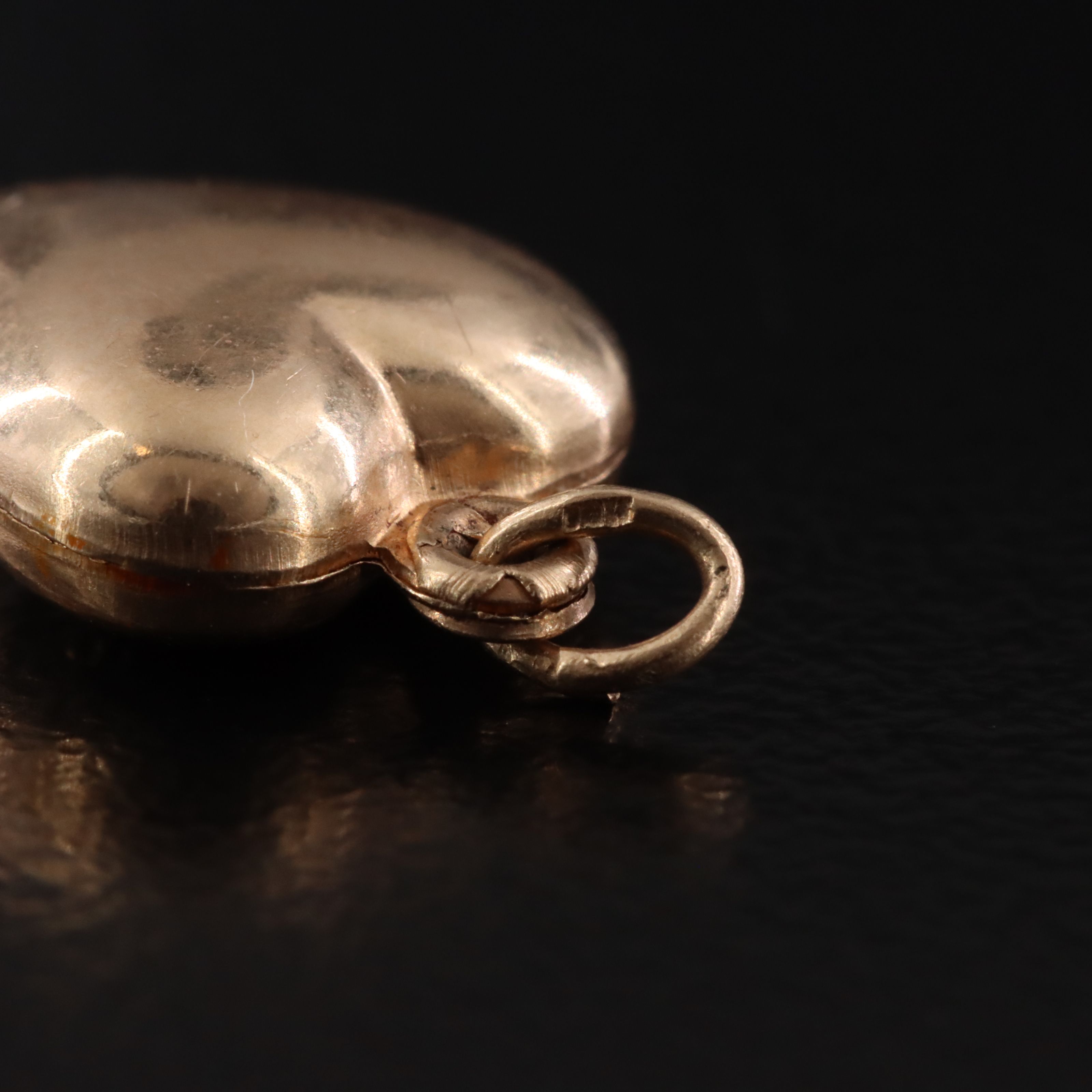 Vintage 10K Forget-Me-Not Puff Heart Pendant