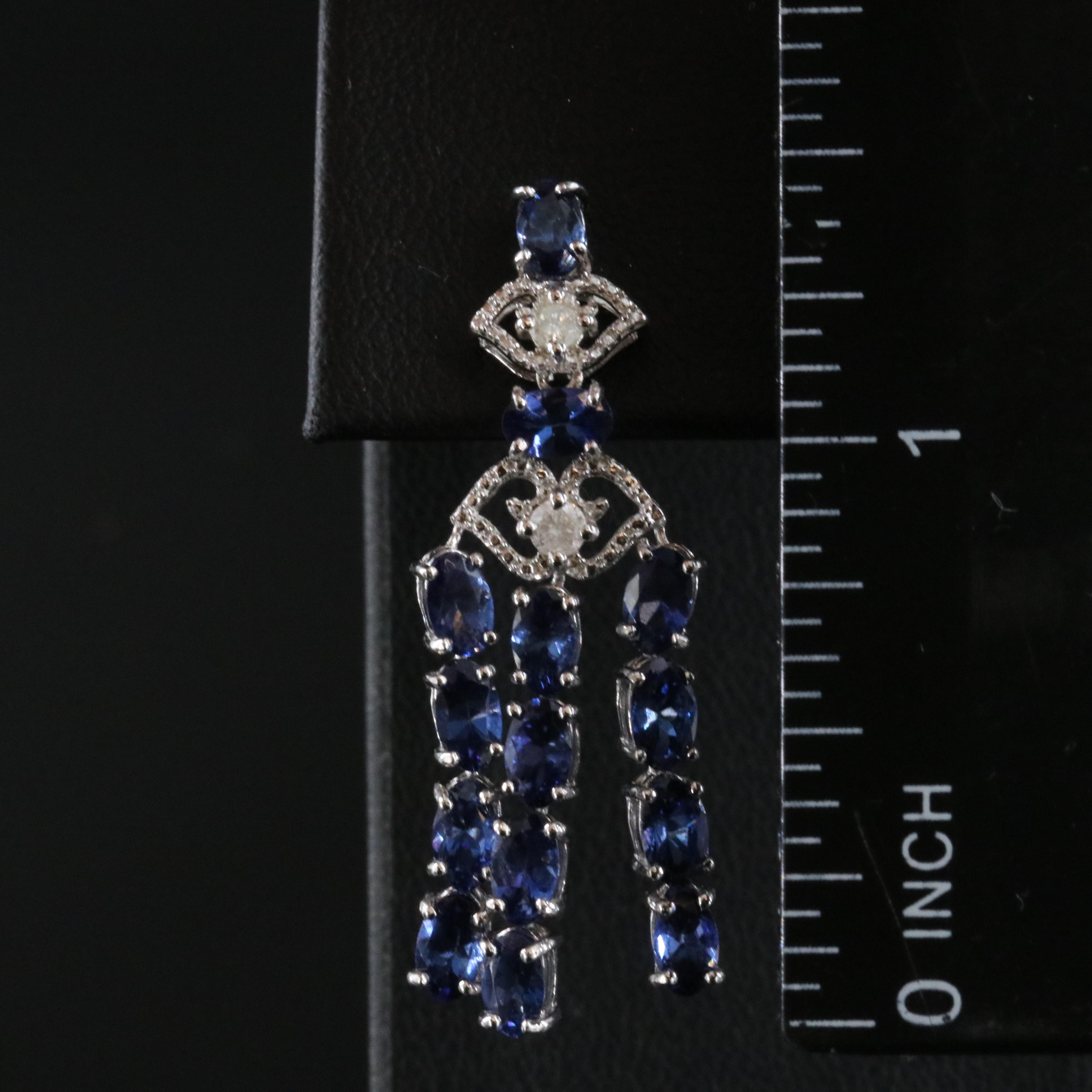 Sterling Tanzanite and Diamond Waterfall Earrings