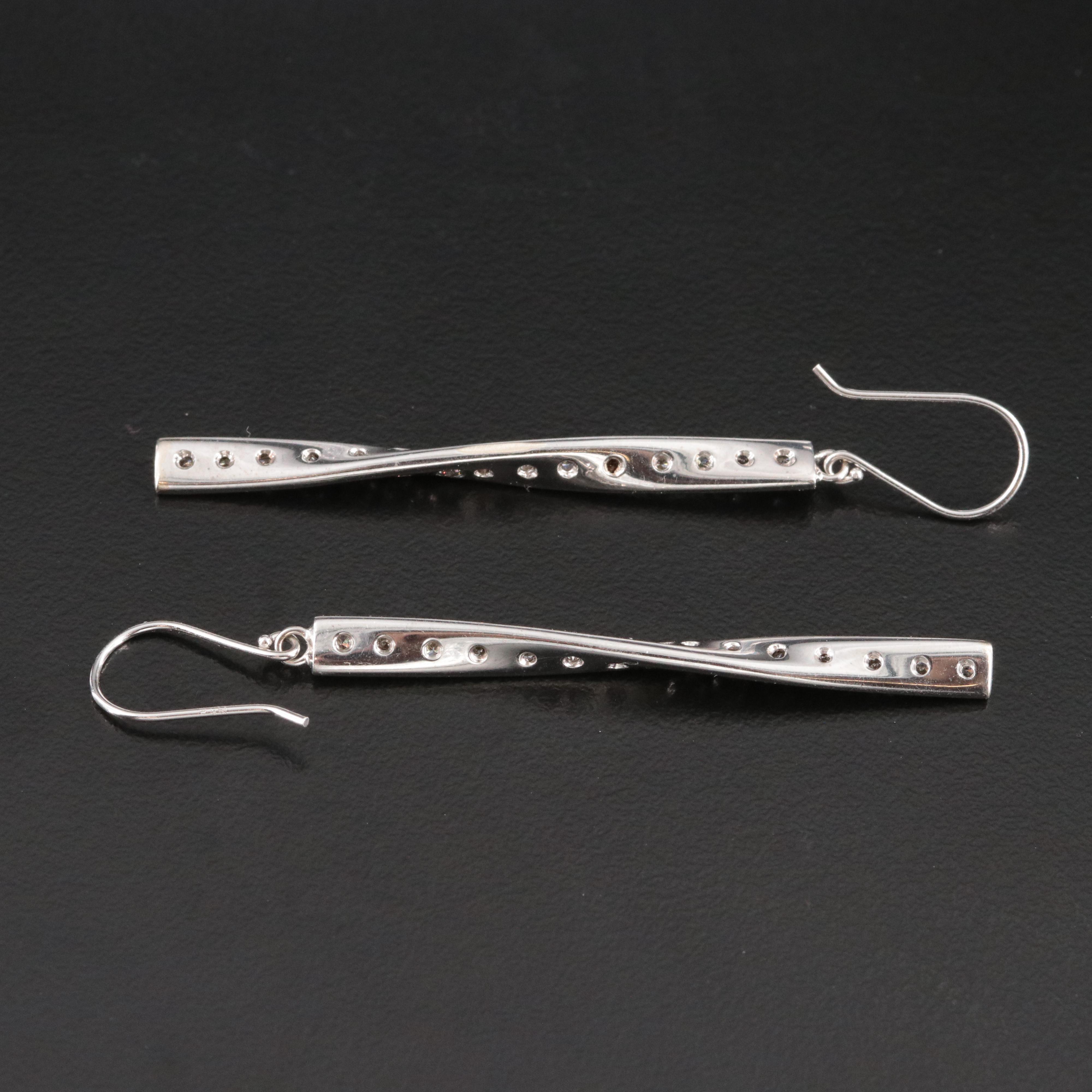 14K 1.05 CTW Diamond Ribbon Bar Earrings