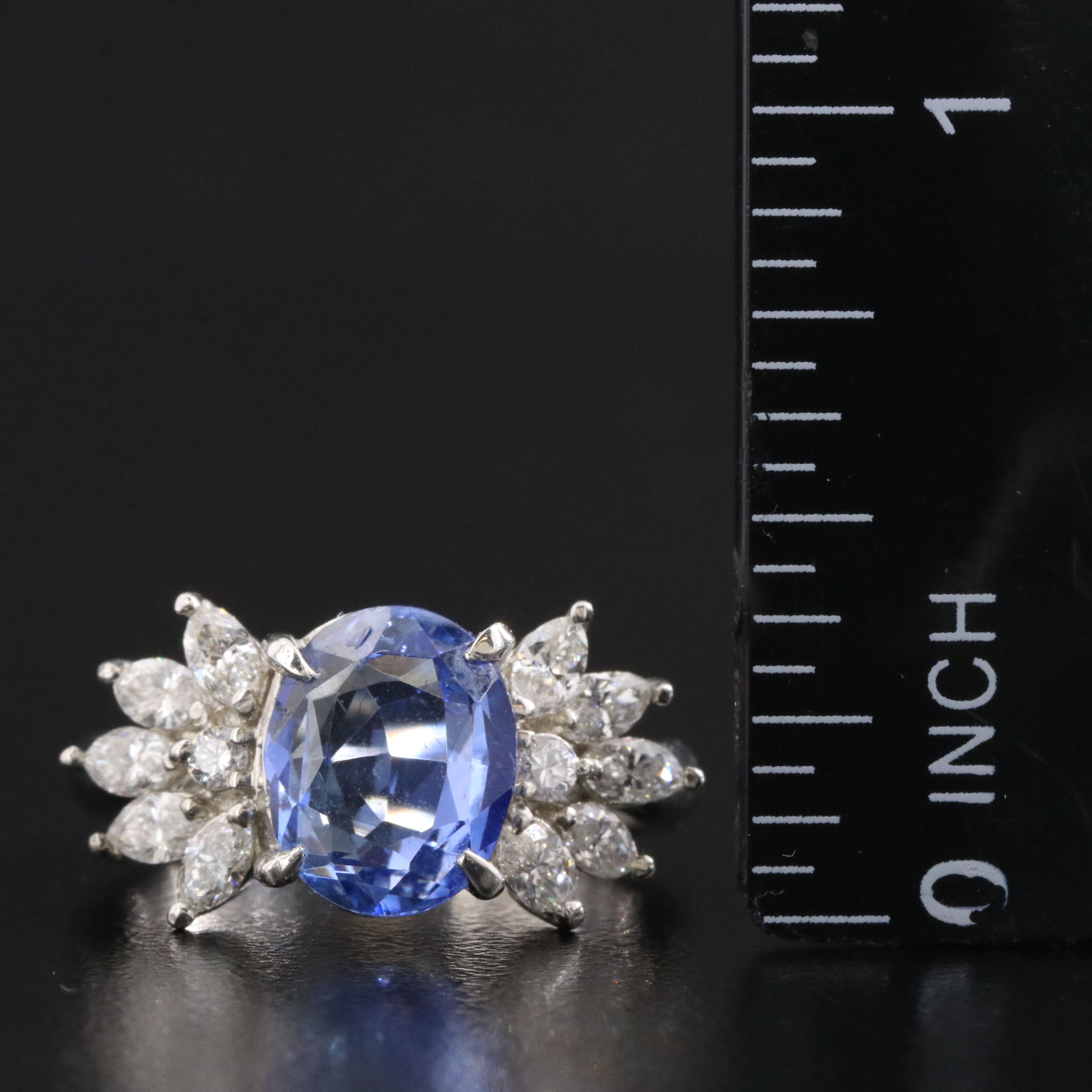 Platnium 3.89 CT Sapphire and Diamond Ring
