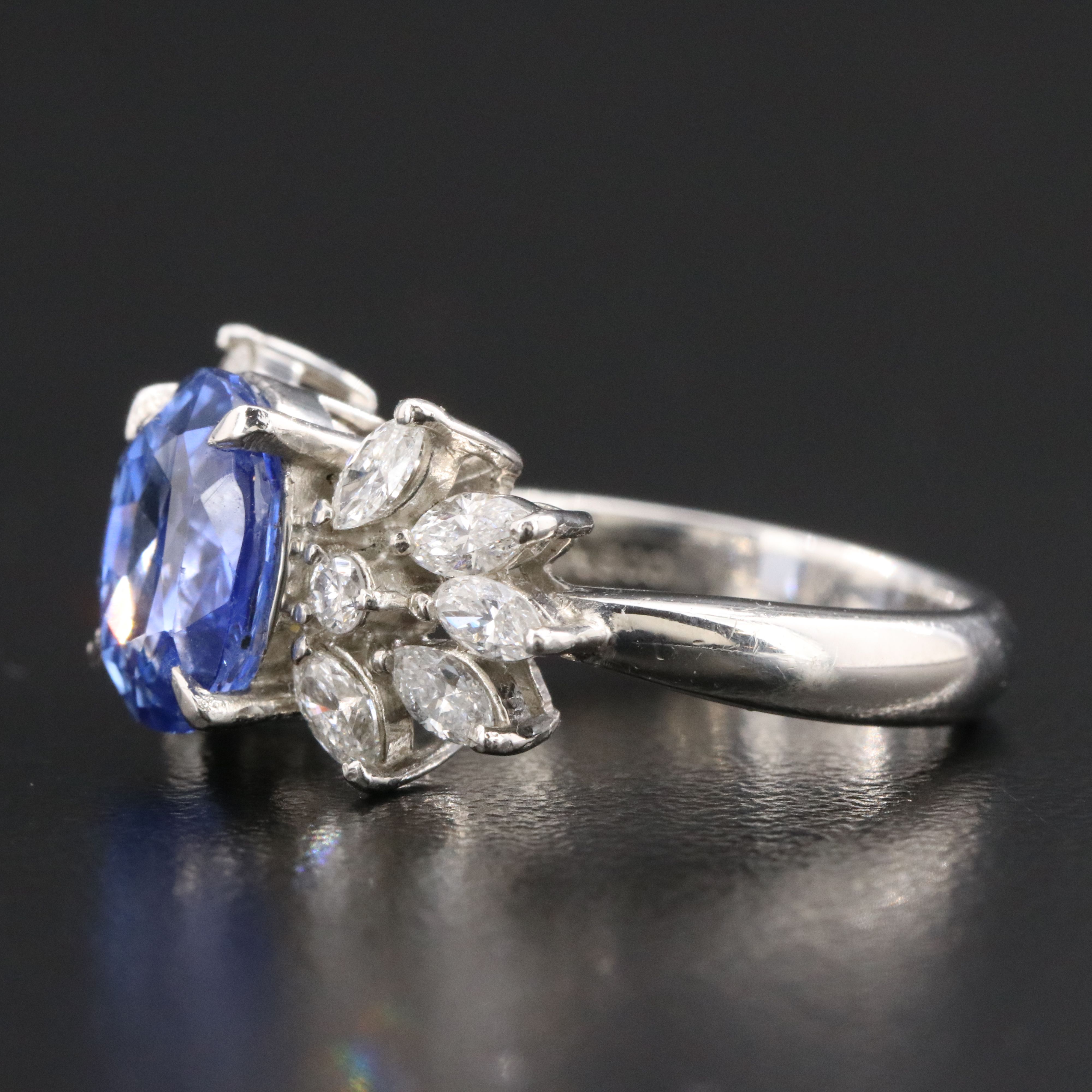 Platnium 3.89 CT Sapphire and Diamond Ring