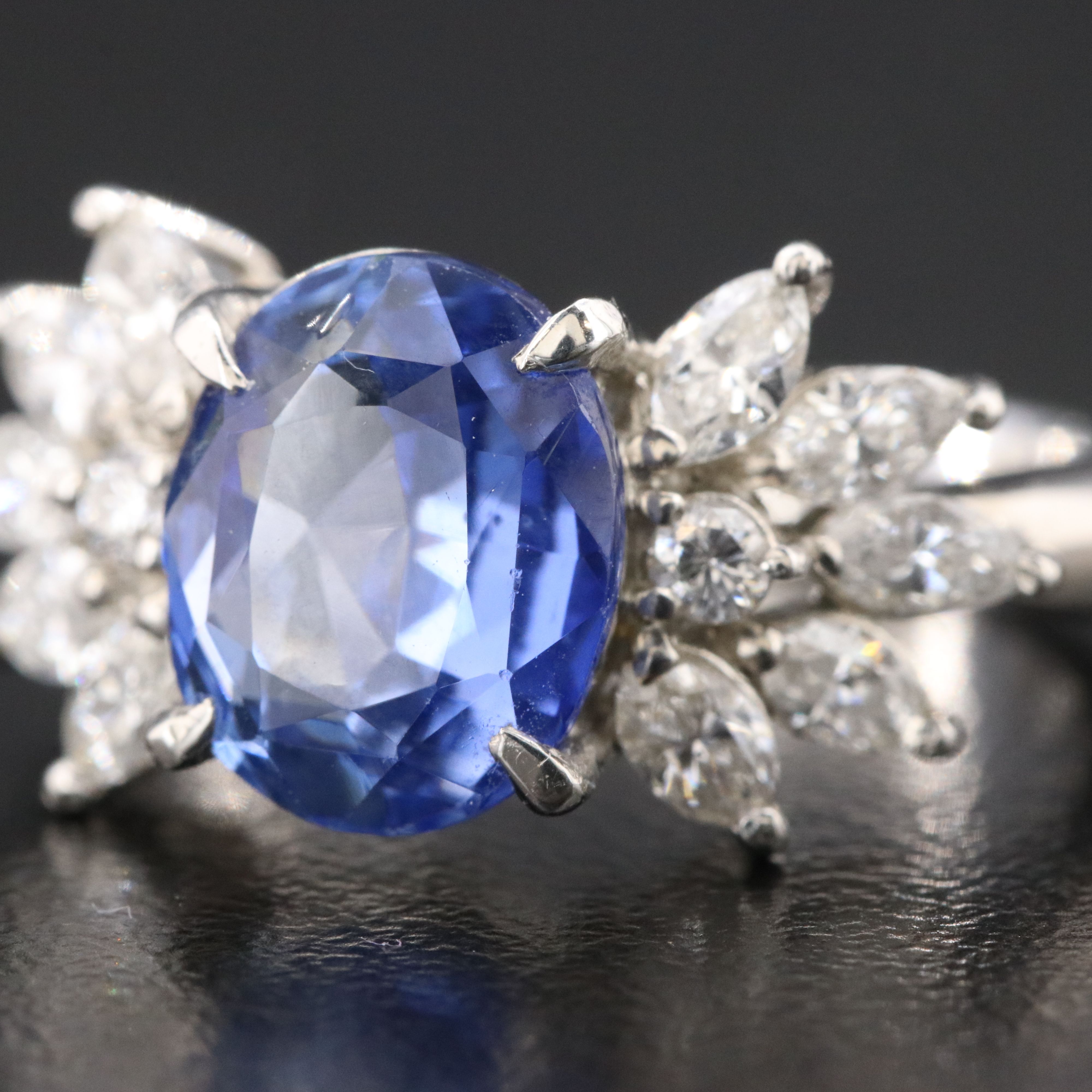 Platnium 3.89 CT Sapphire and Diamond Ring