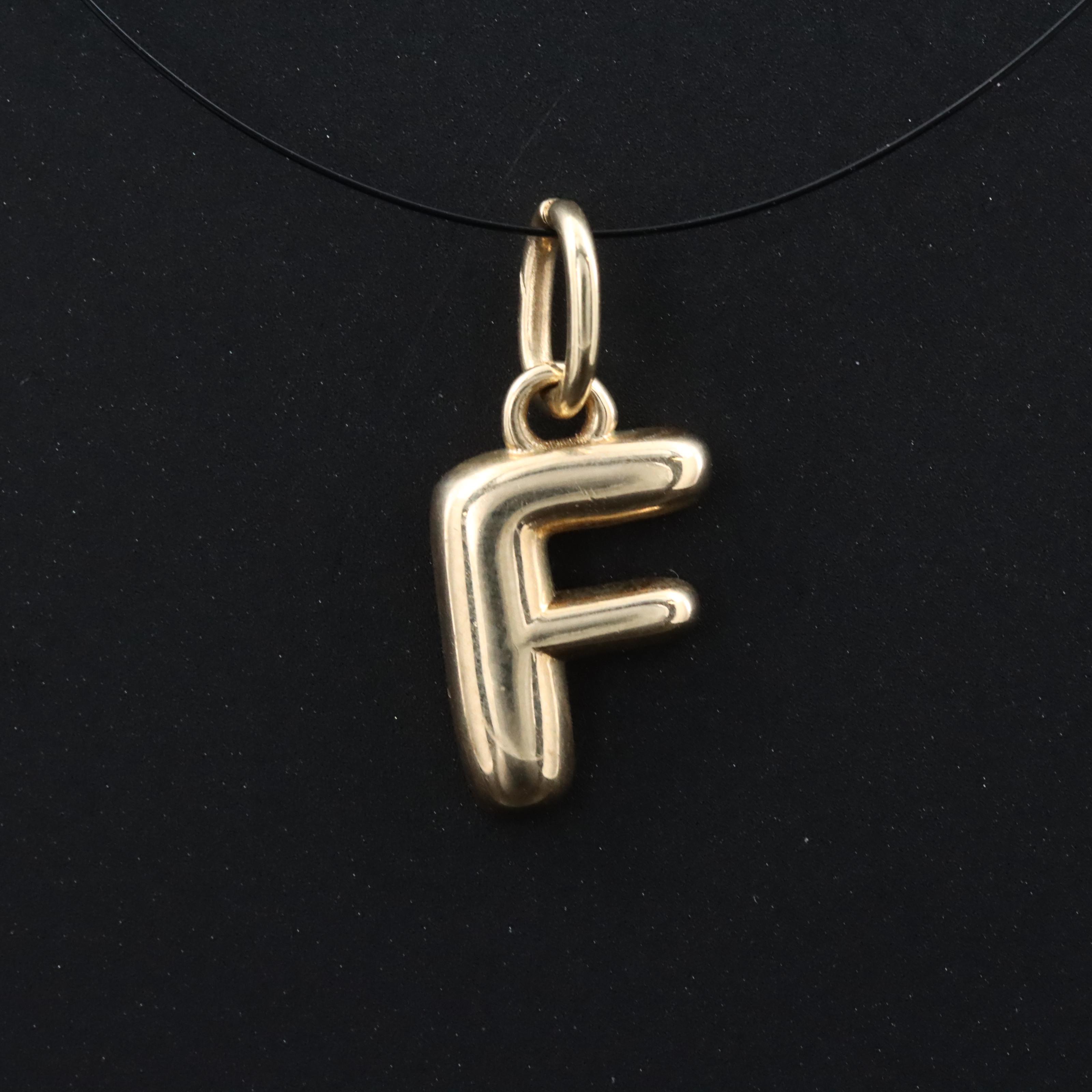 14K Letter "F" Charm Pendant
