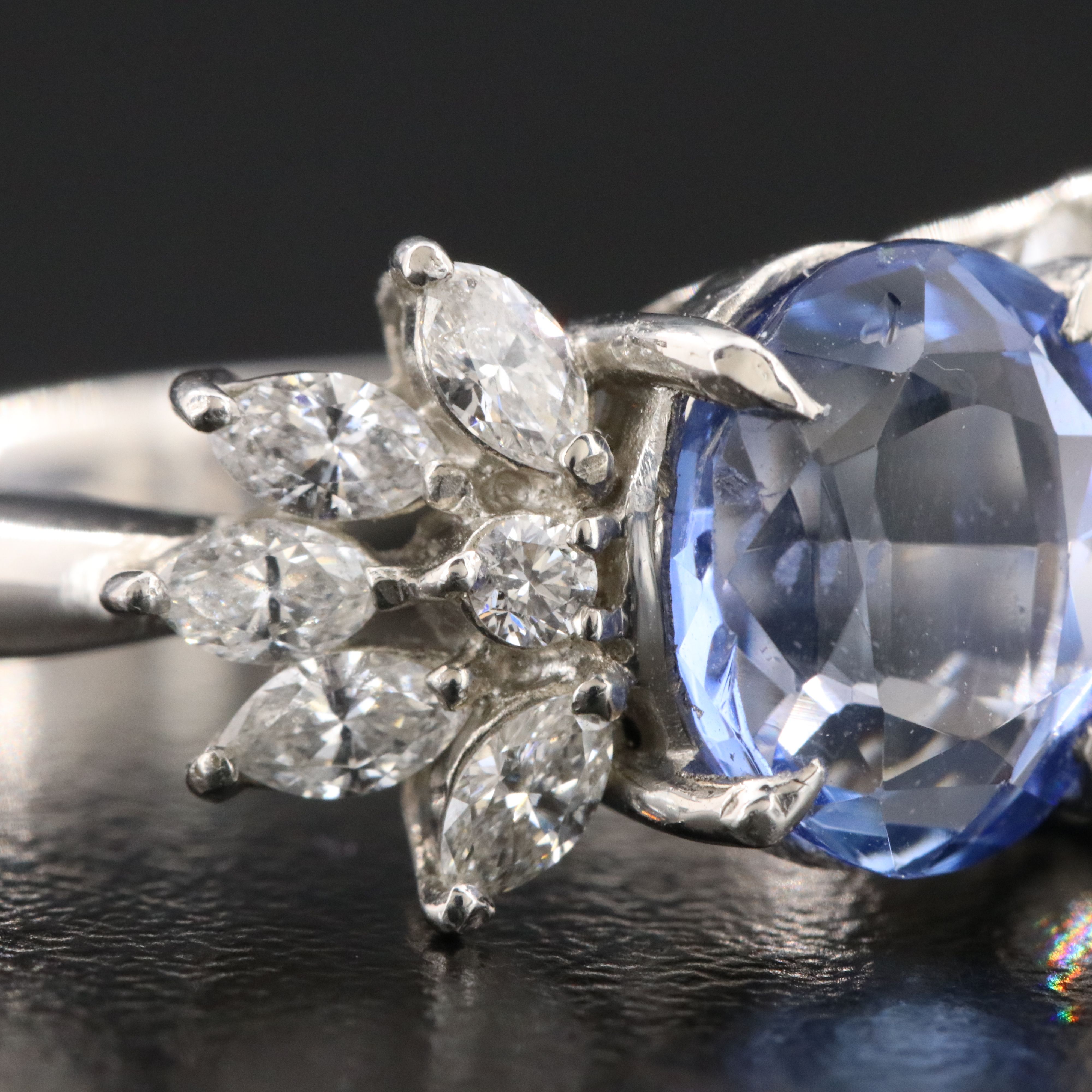 Platnium 3.89 CT Sapphire and Diamond Ring